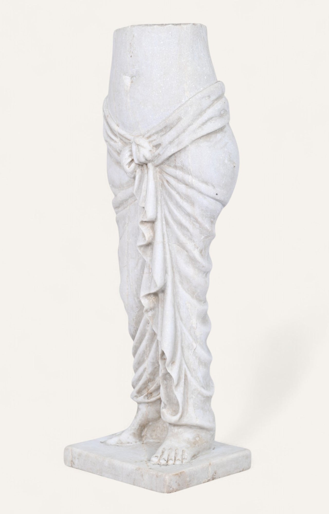 Classical Torso with Tied Drape in White Marble