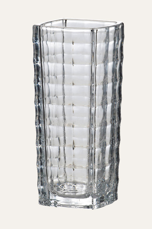 Clear glass vase with textured design