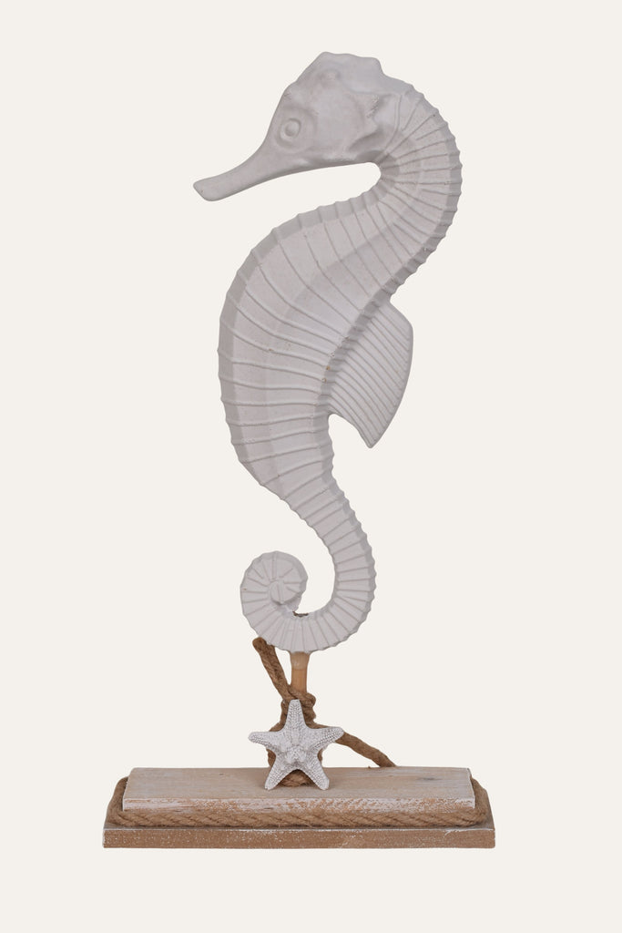 Coastal White Seahorse Resin