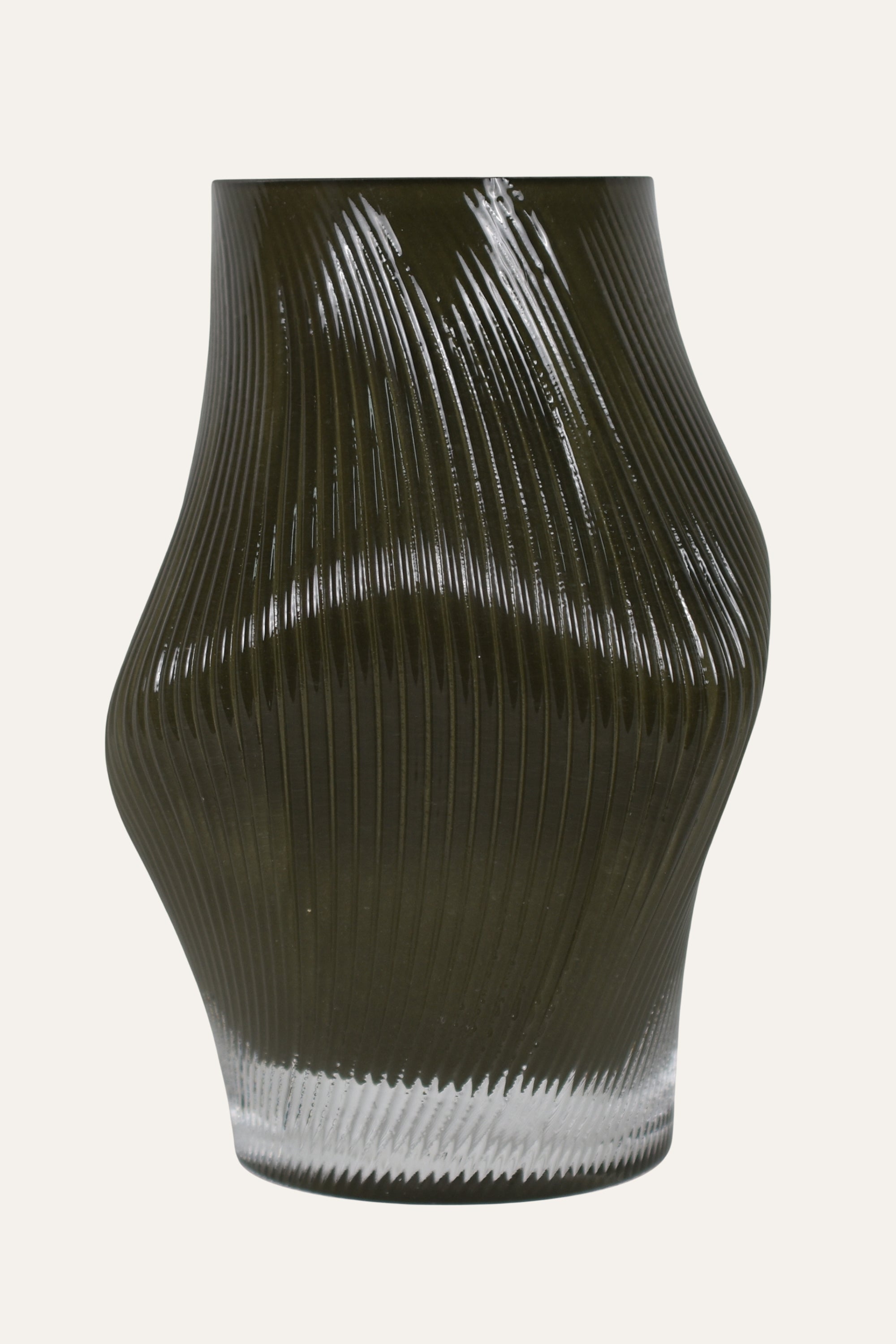 Colored Curved Green Glass Vase