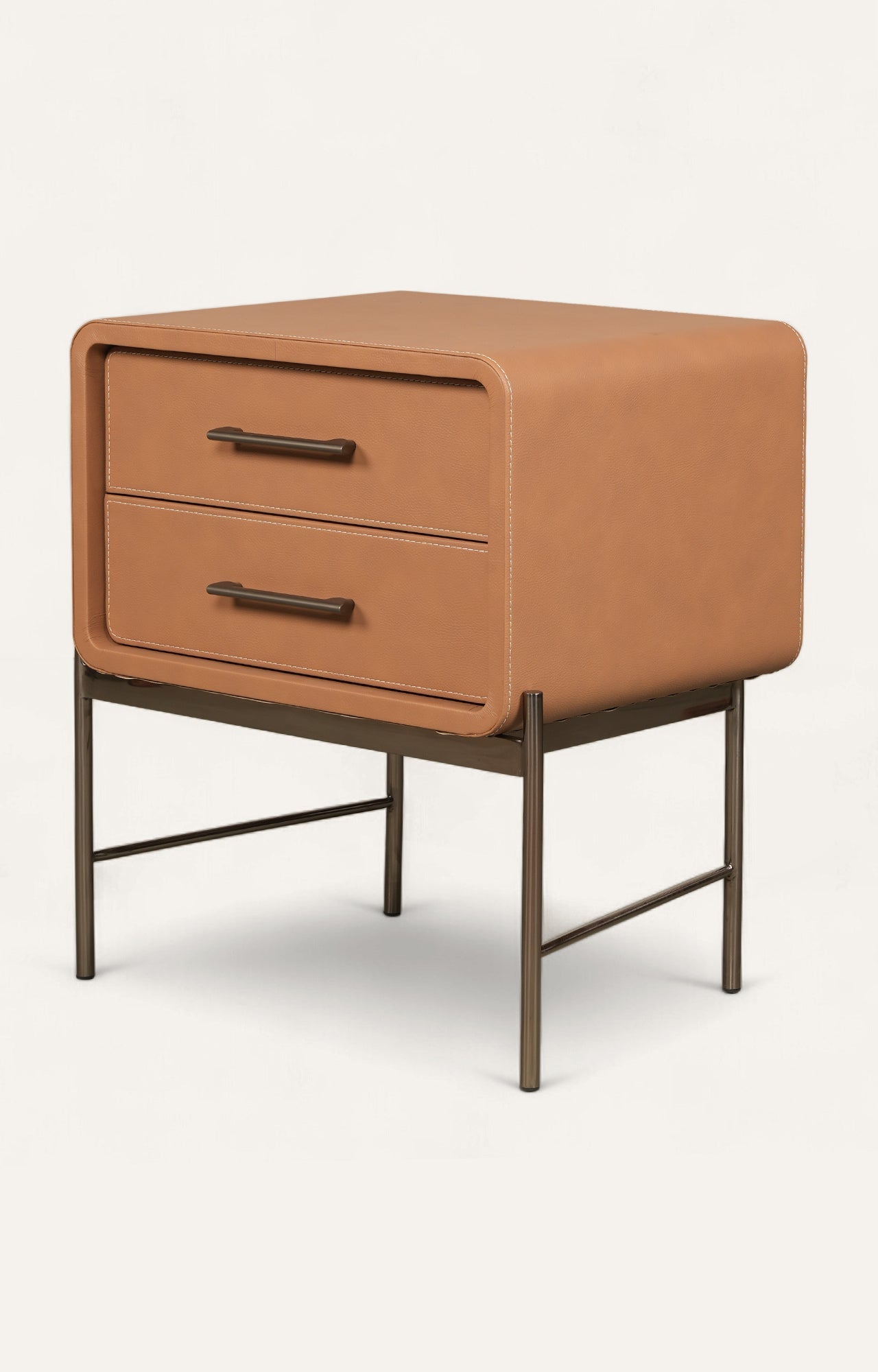 Contemporary Leather-Wrapped Nightstand
