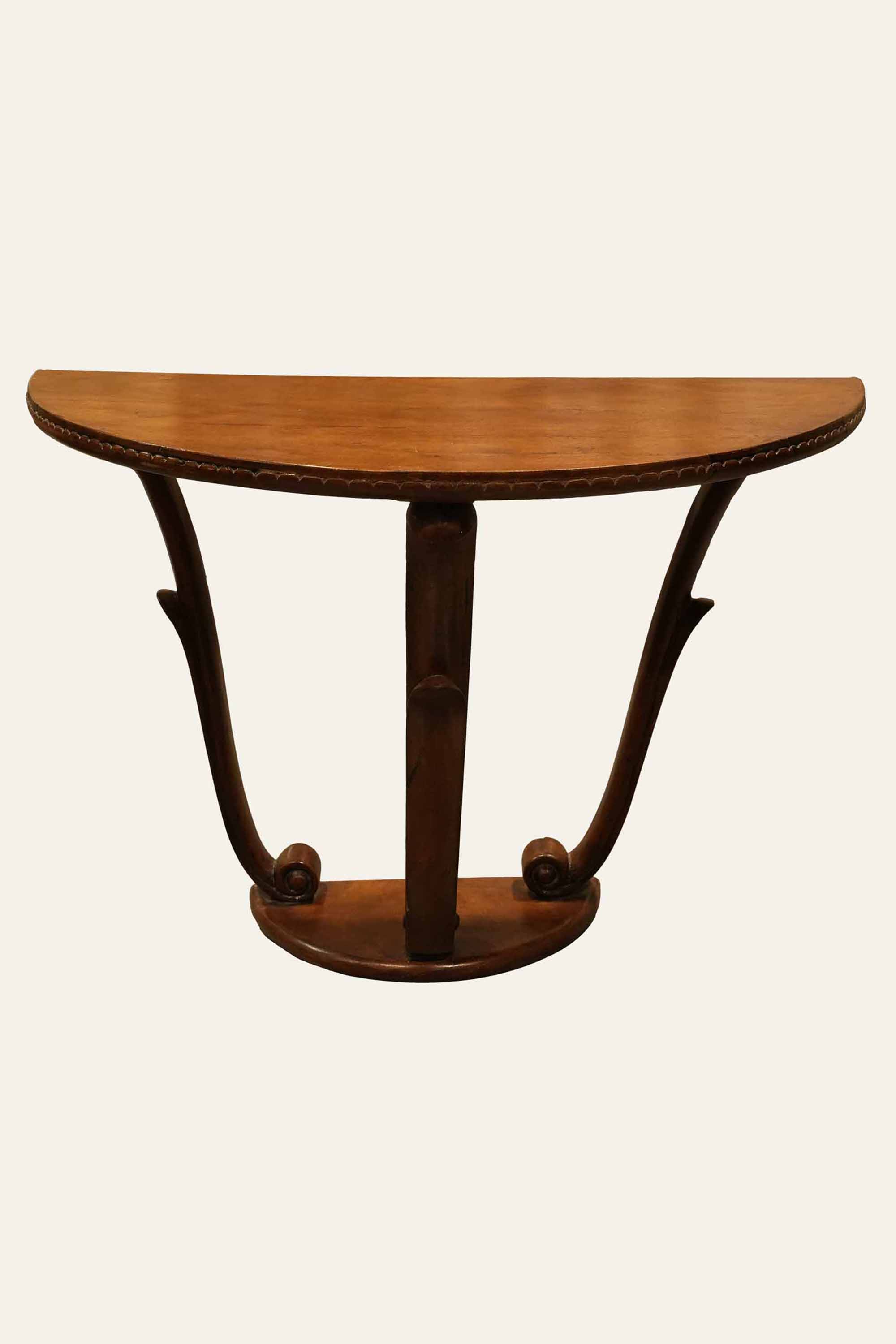 Crescent-Shaped Wooden Console Table | Semi-Circular Table for Living Room