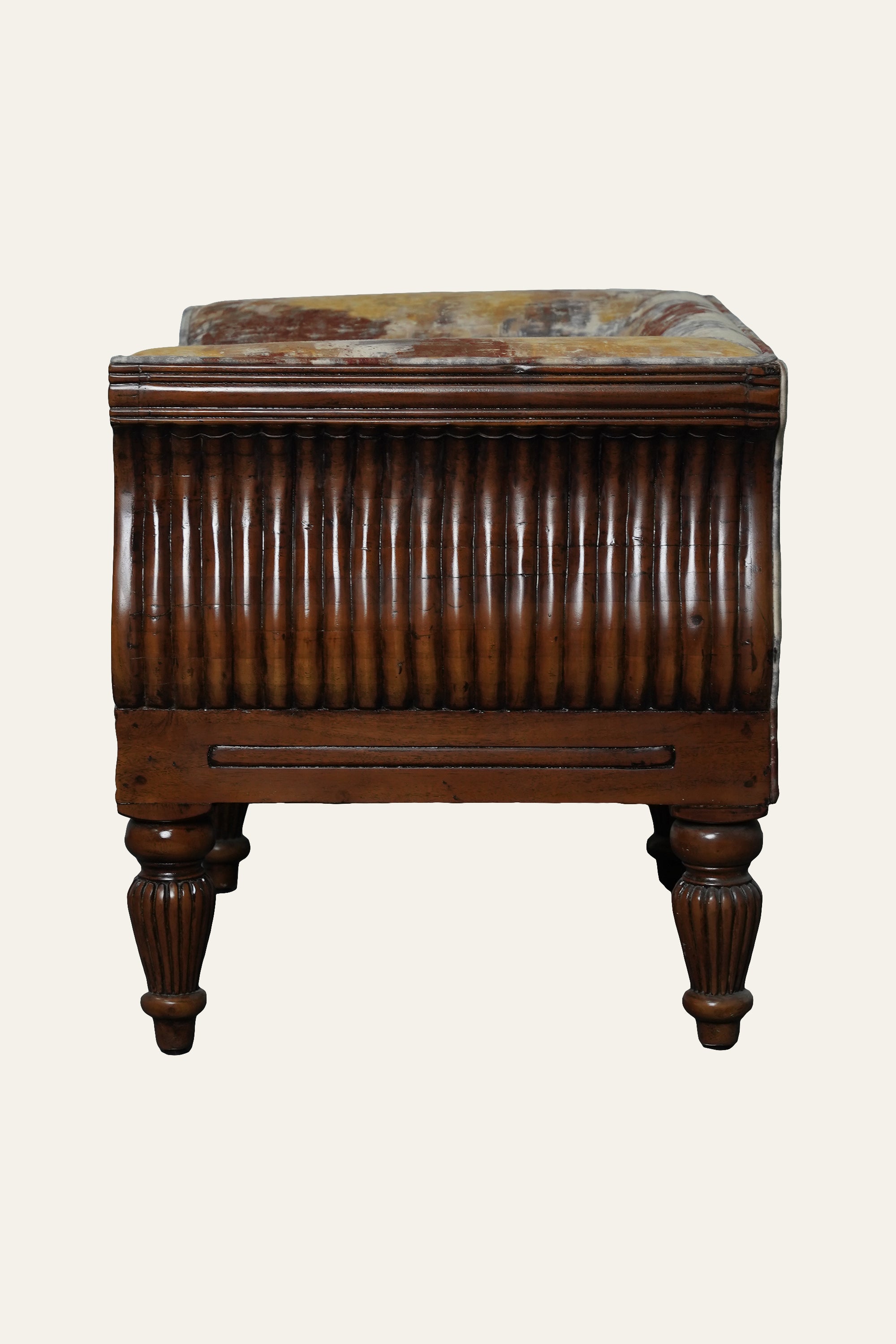 Carved Barrel Armchair with Upholstery