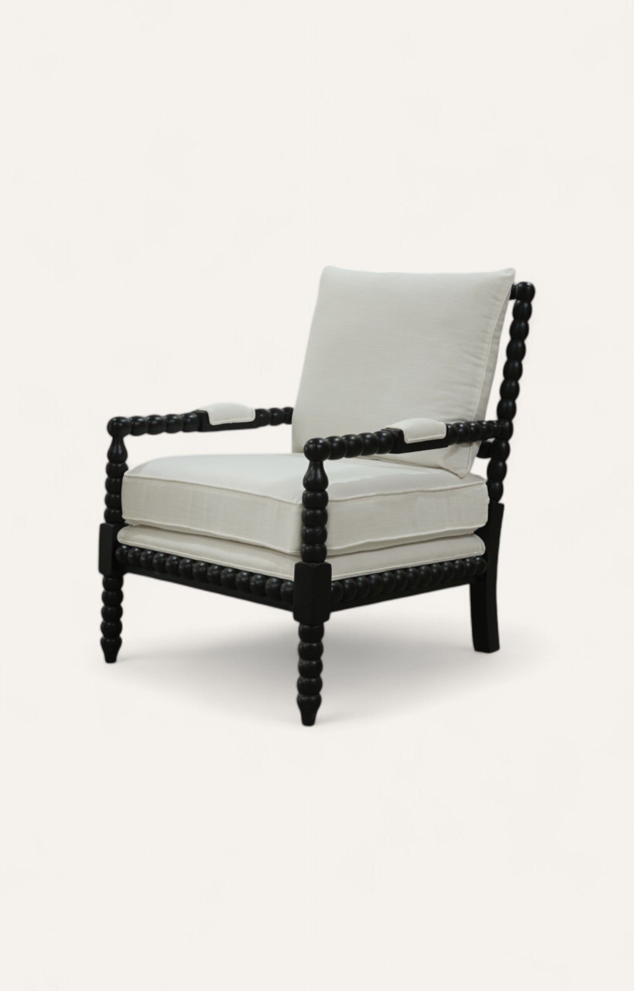 Classical Wooden Lounge Chair in Linen Upholstery