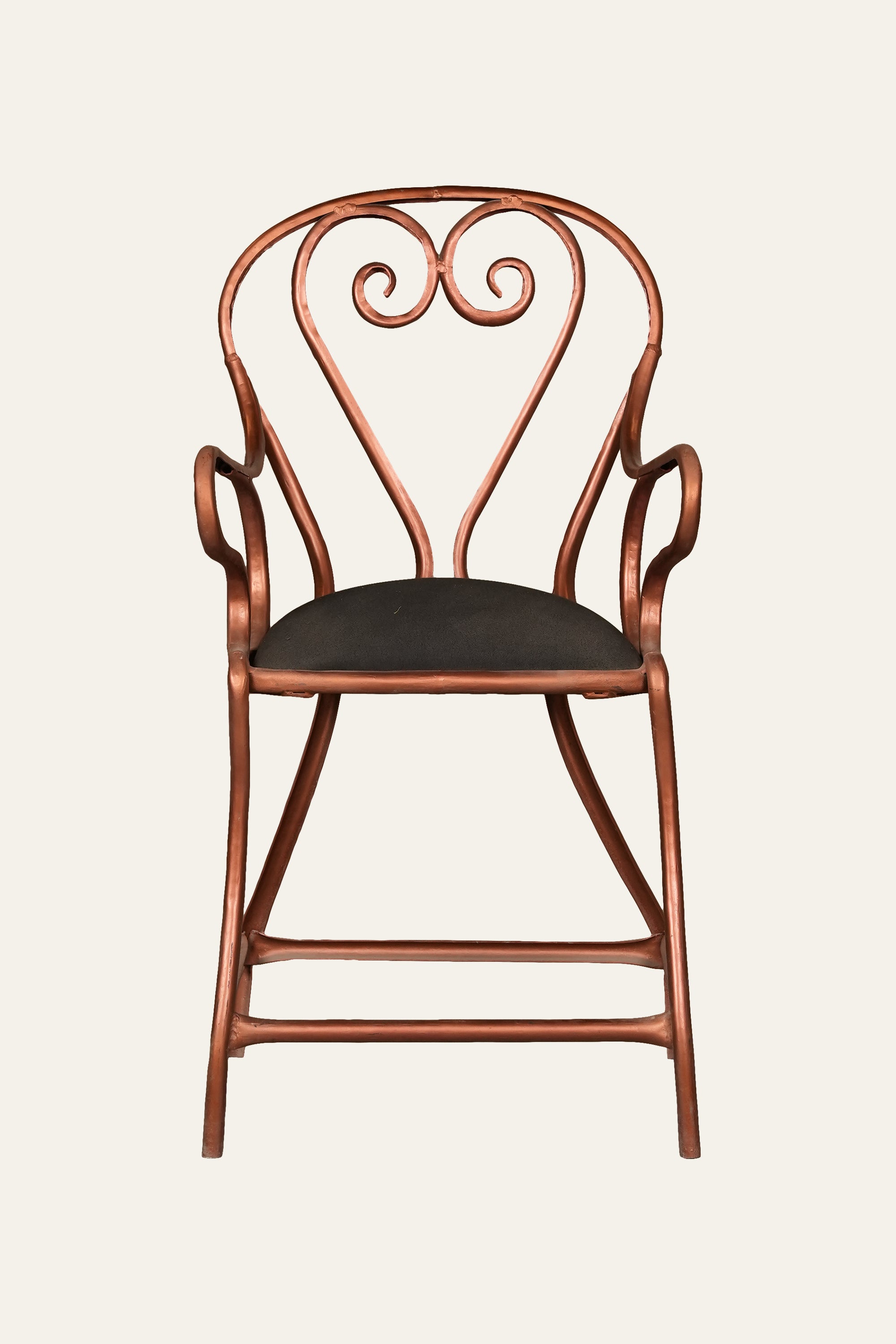 Terracotta Scrollwork Wrought Iron Arm Chair