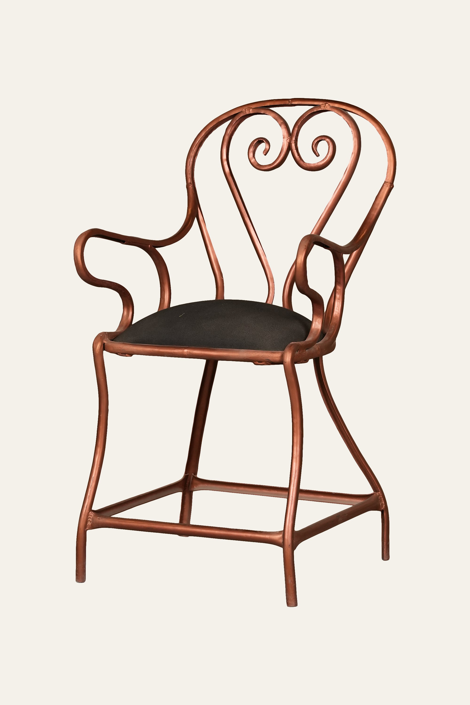 Terracotta Scrollwork Wrought Iron Arm Chair