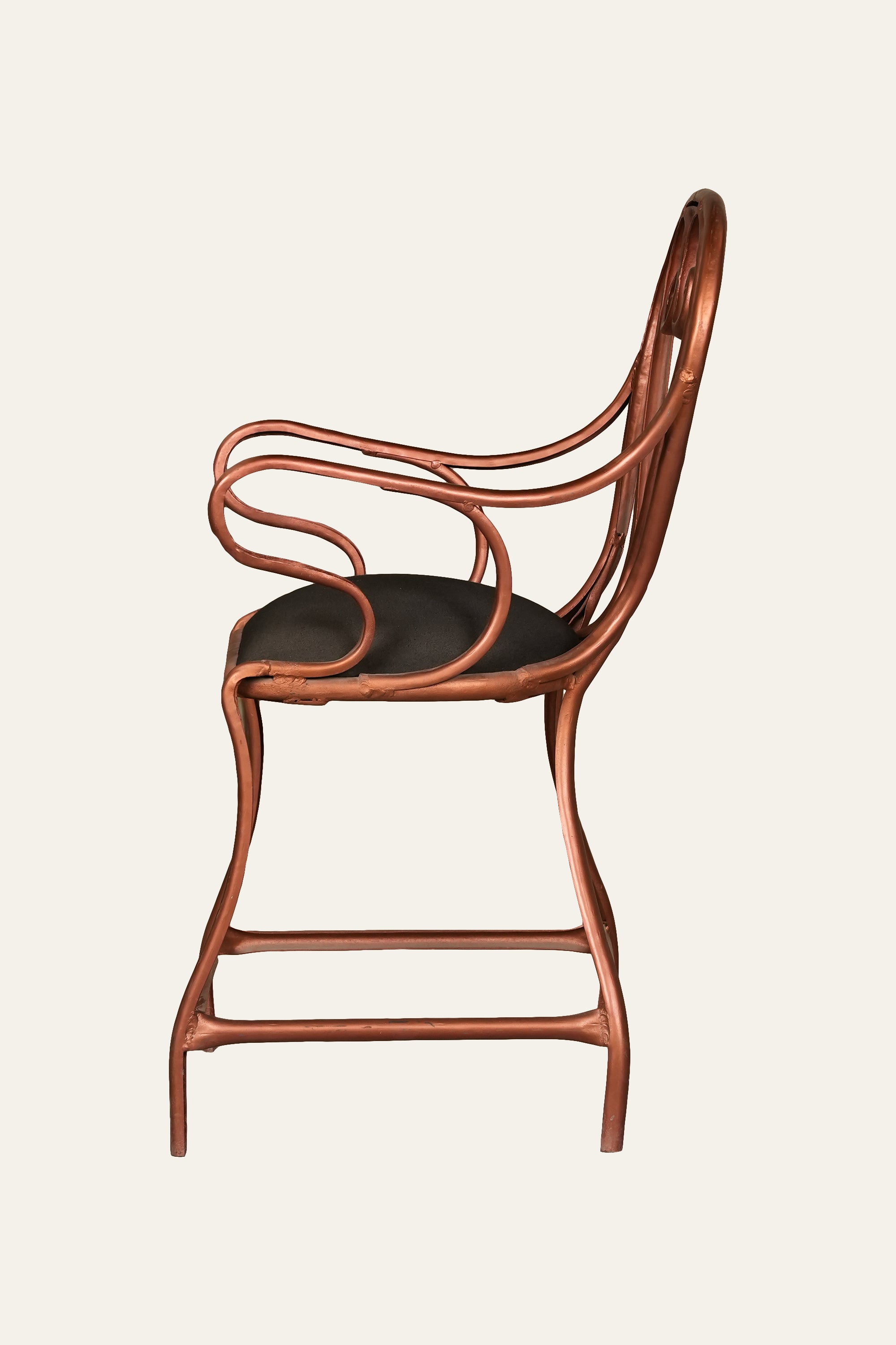 Terracotta Scrollwork Wrought Iron Arm Chair