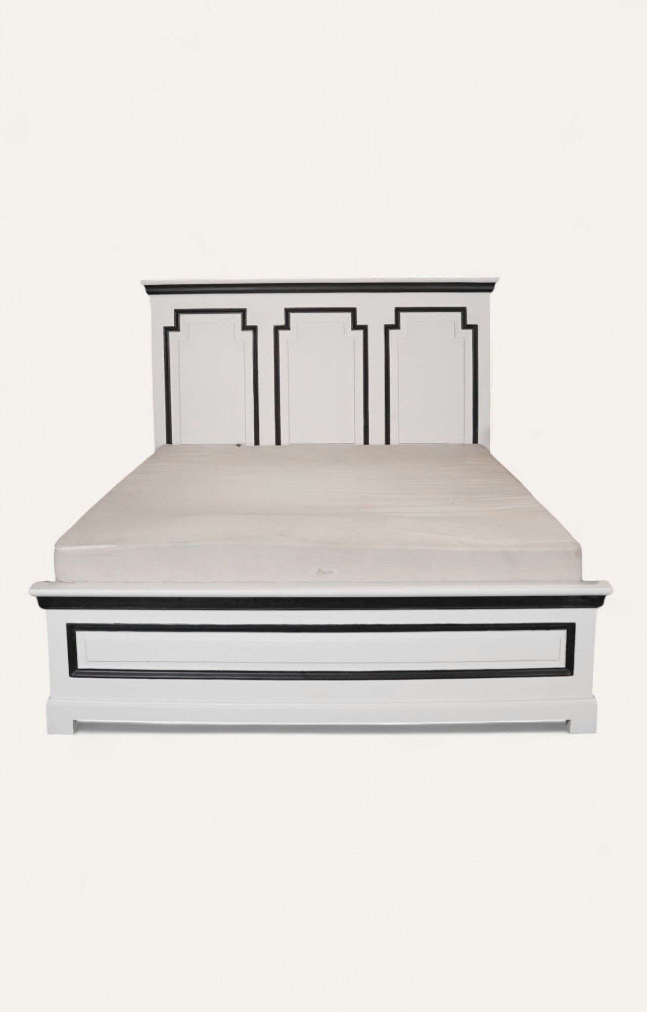 Modern Geometric Acacia Wood Bed