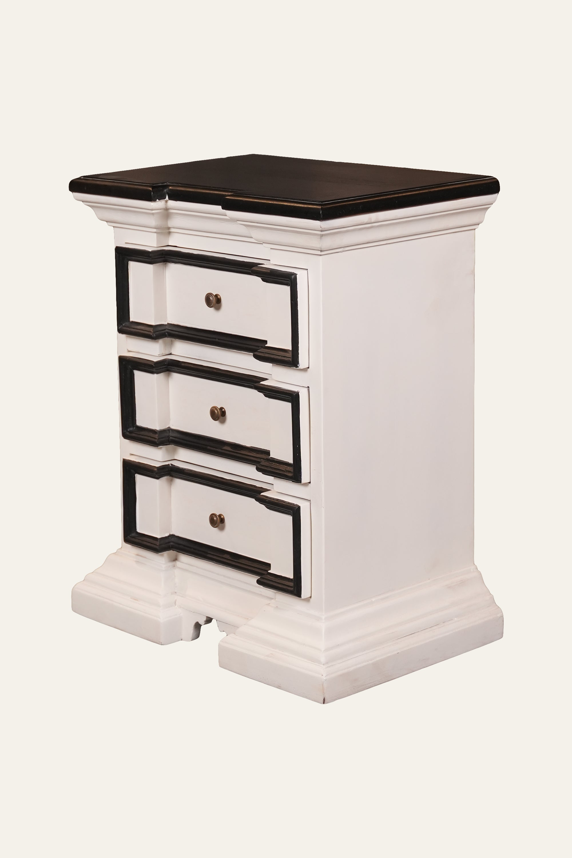 Premium 3-Drawer White Nightstand with Wood Top