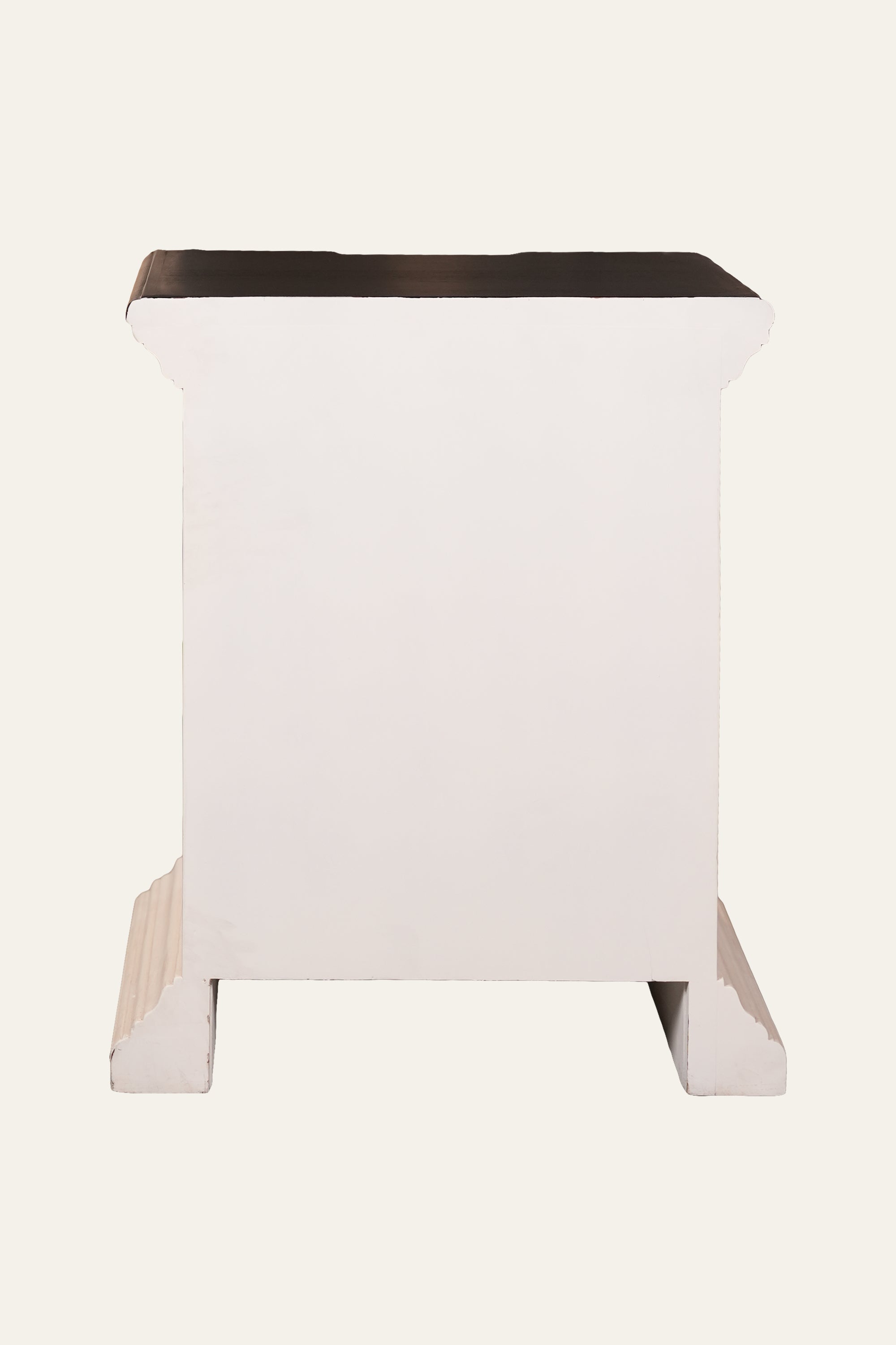 Premium 3-Drawer White Nightstand with Wood Top