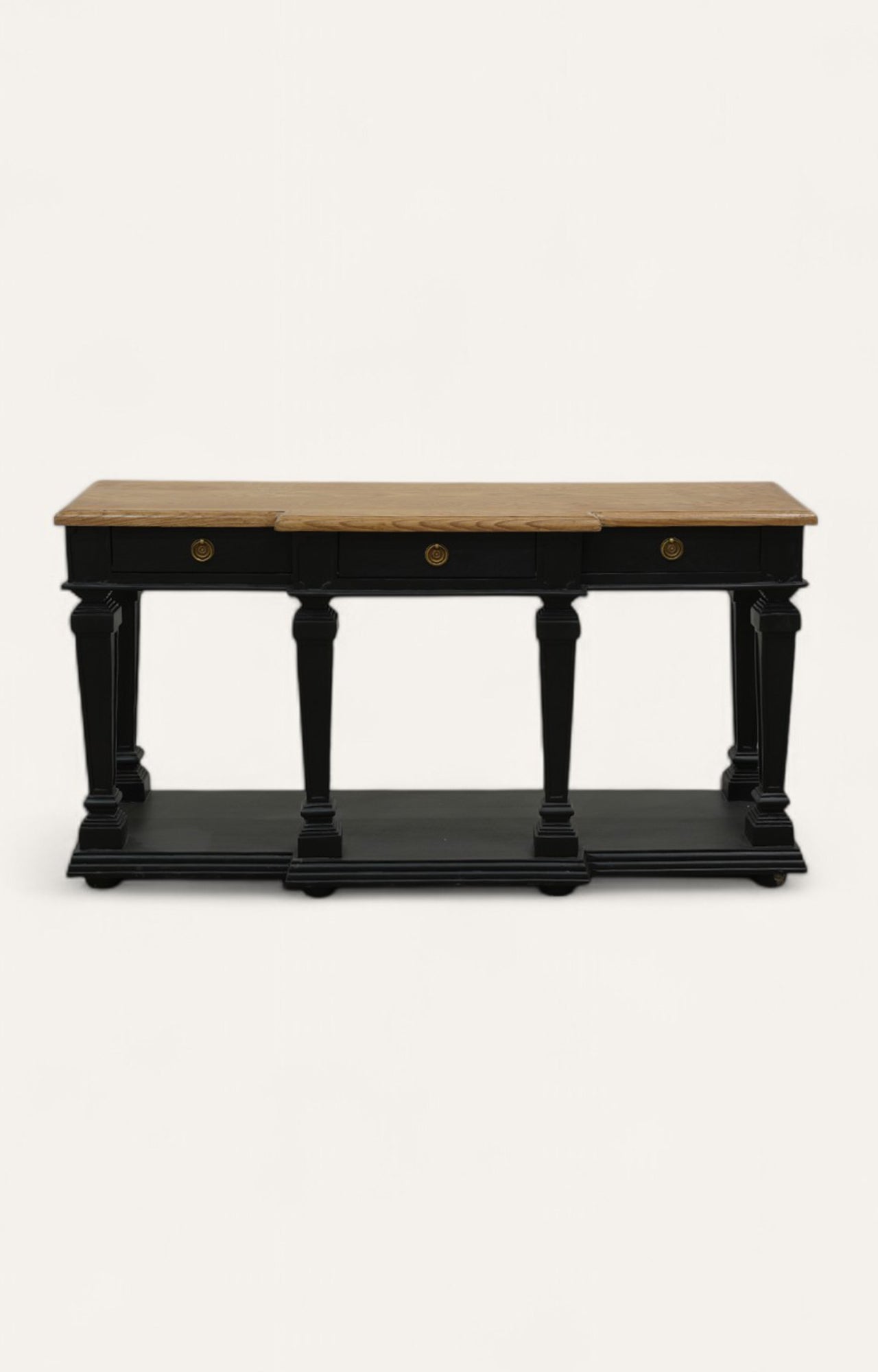 Classic Two-Tone Console Table with Brass Details