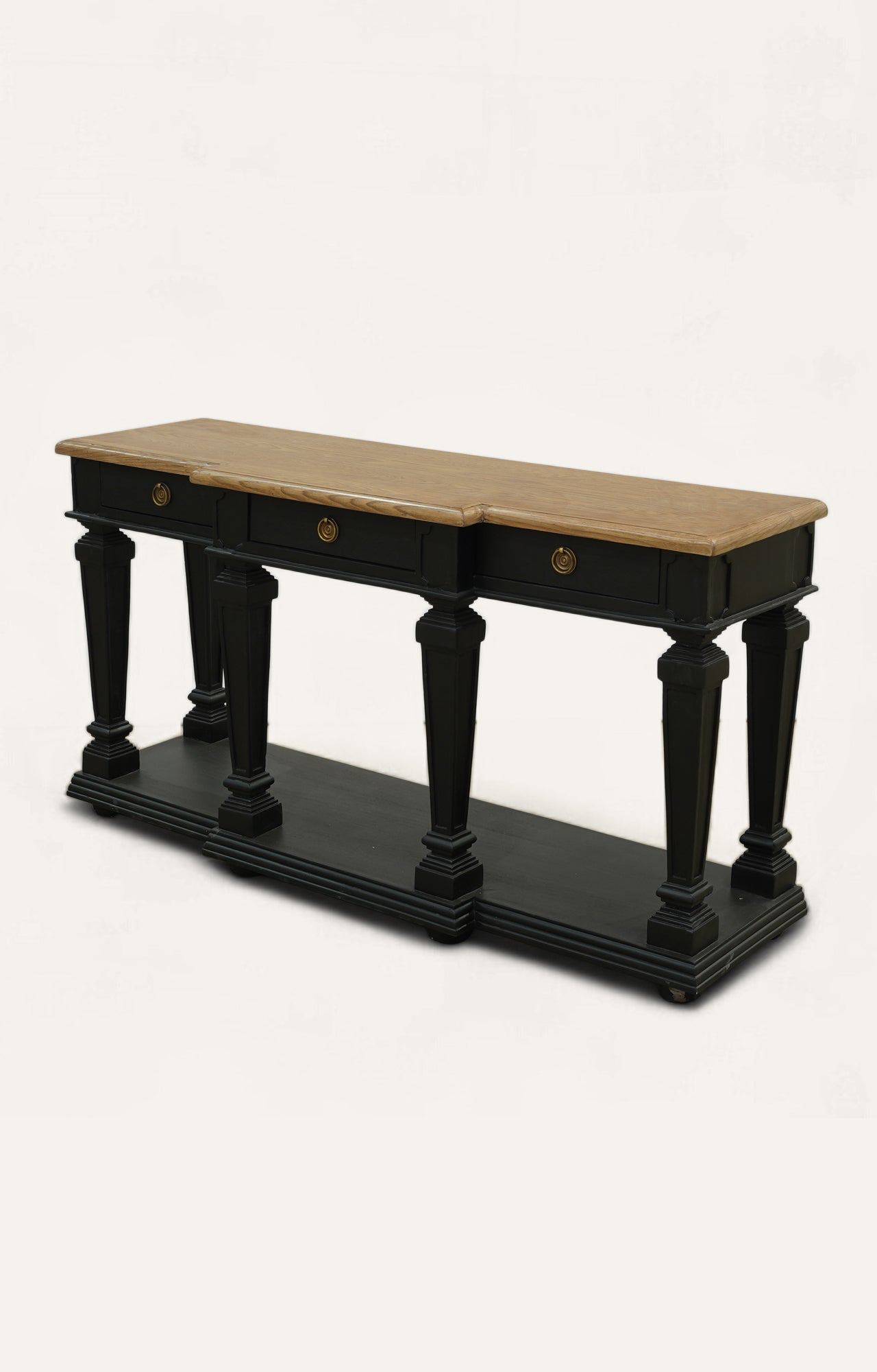 Classic Two-Tone Console Table with Brass Details