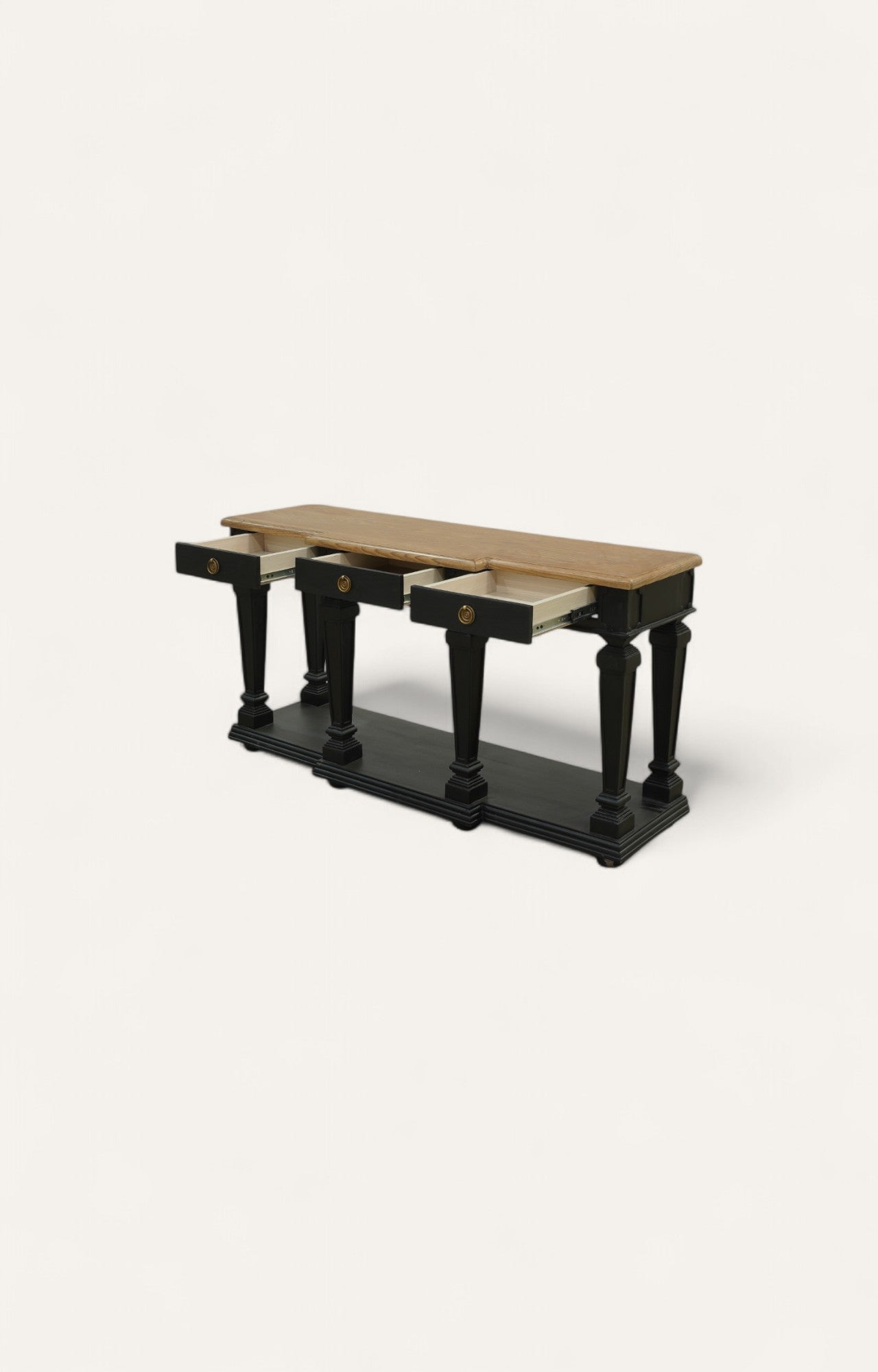 Classic Two-Tone Console Table with Brass Details