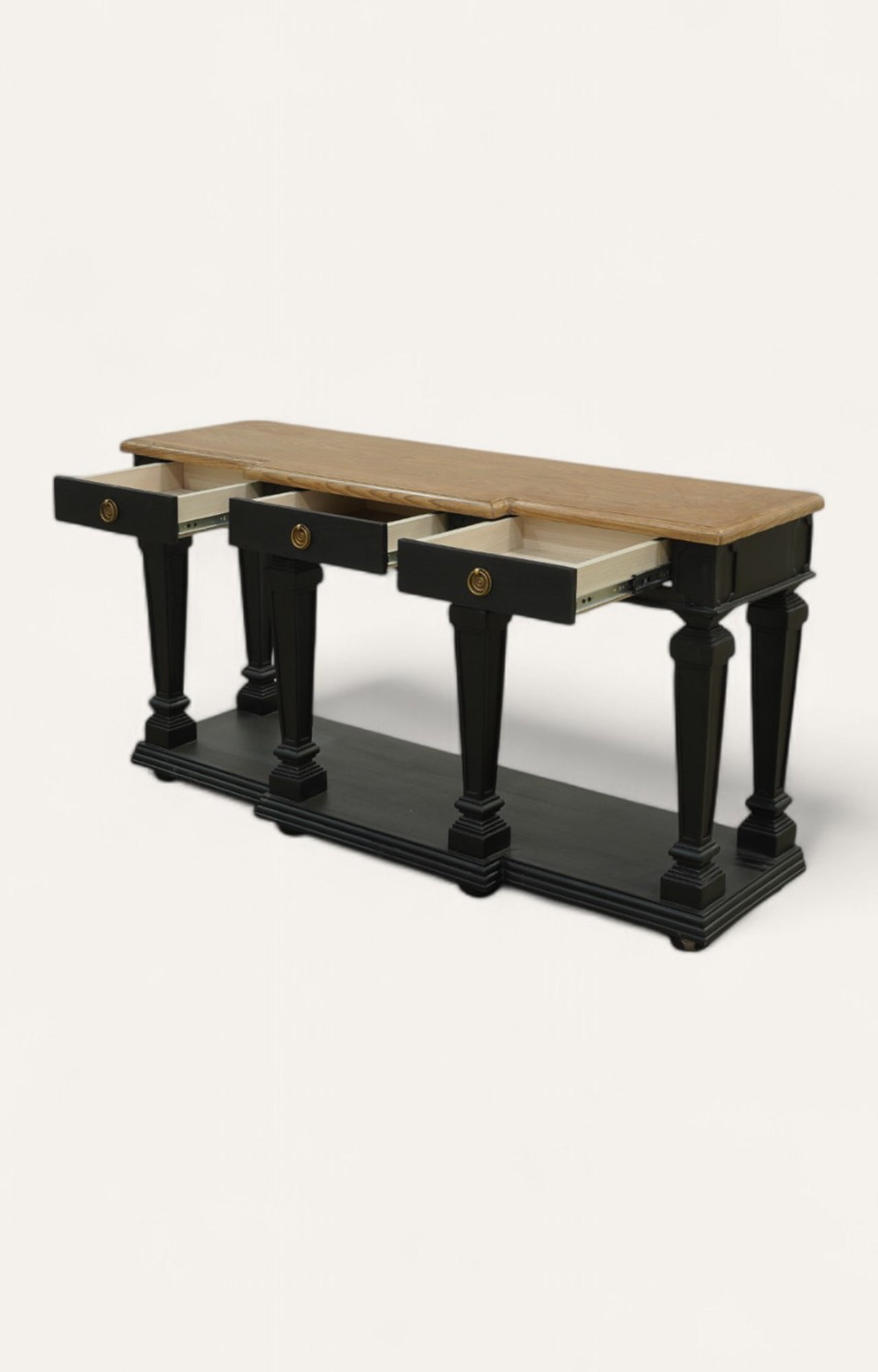 Classic Two-Tone Console Table with Brass Details