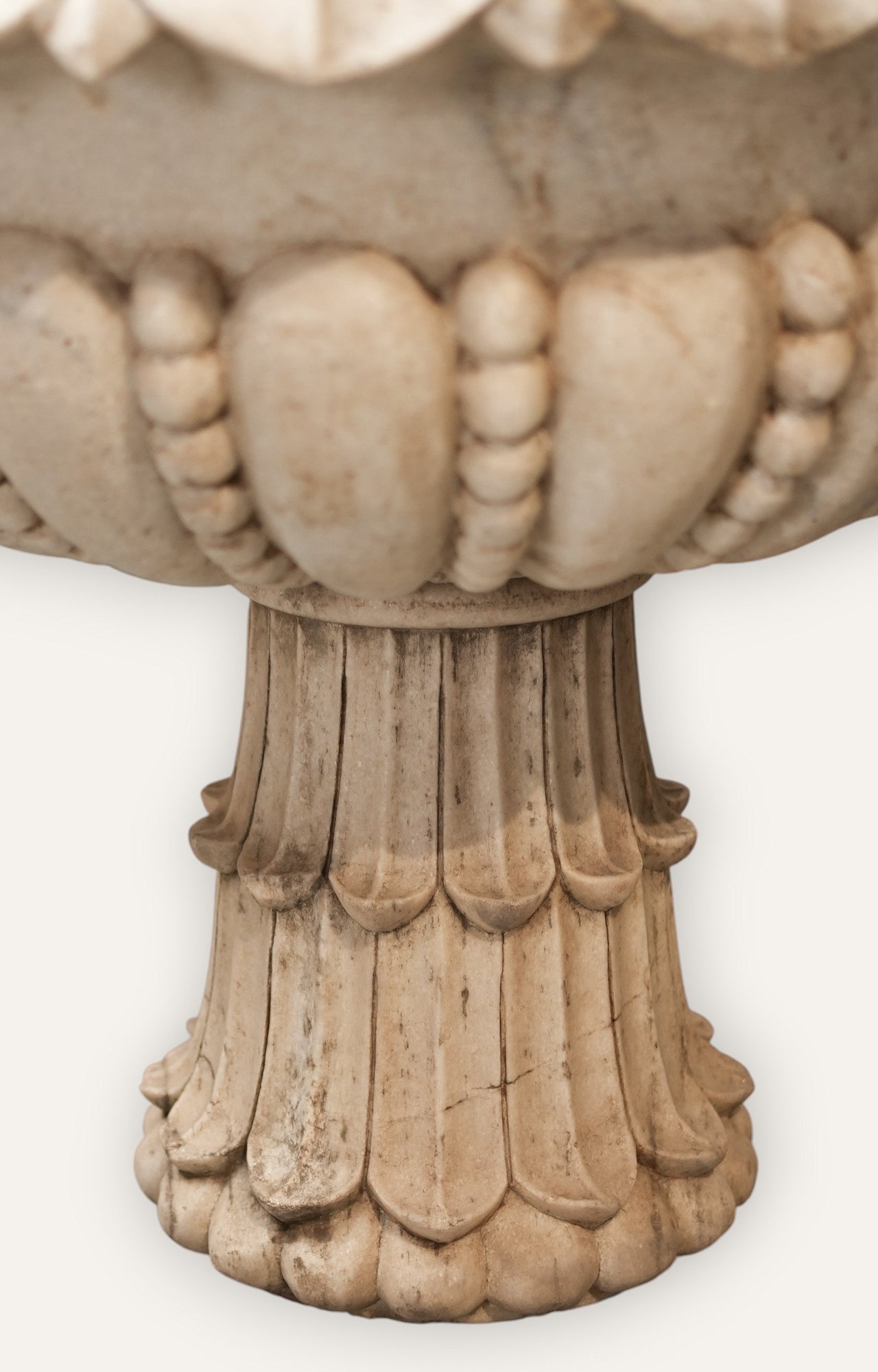 Hand-Carved White Marble Urn Planter