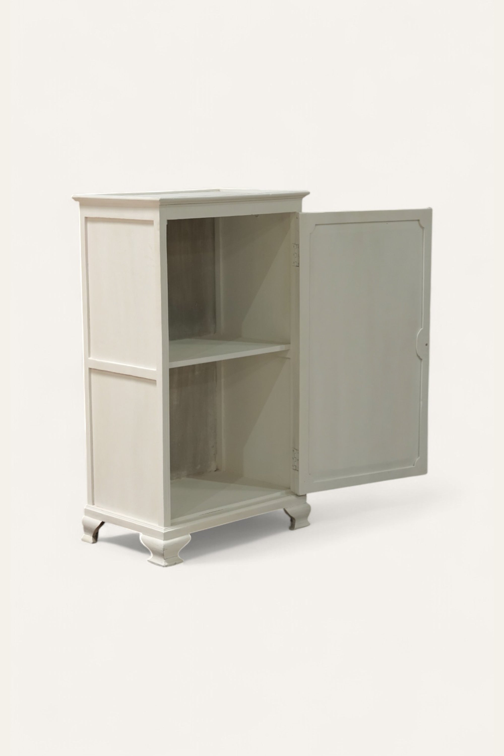 Wooden Single Door Storage Cabinet with Oval Carving
