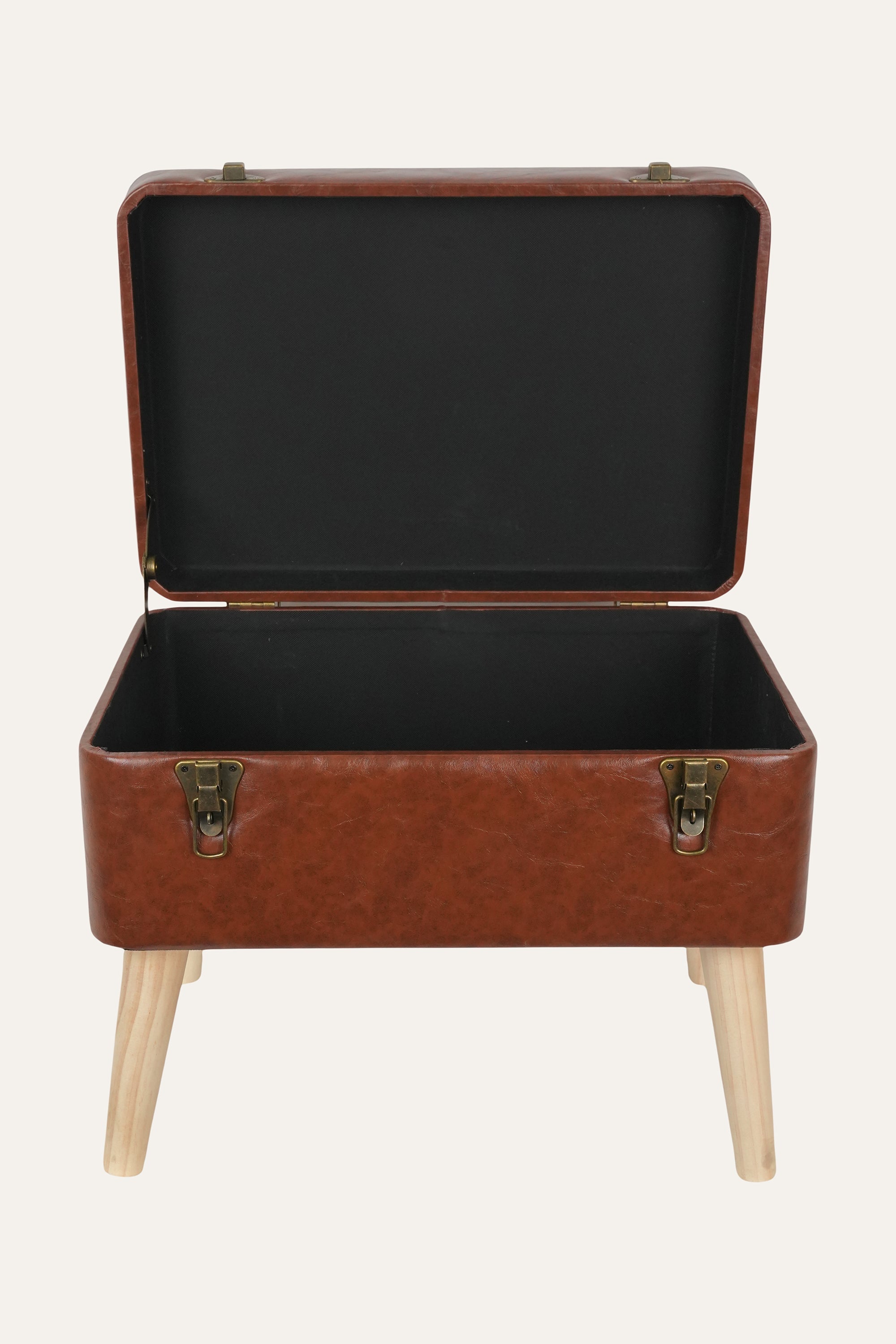 Tan Tufted PU Ottoman Stool – Large