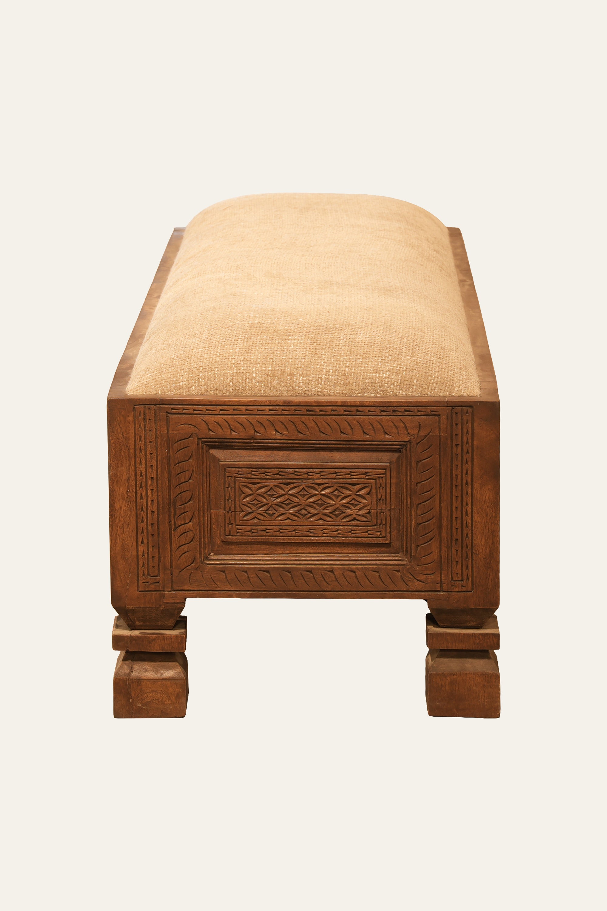 Mughal Style Upholstered Bench for Bedroom, Hallway & Living Room
