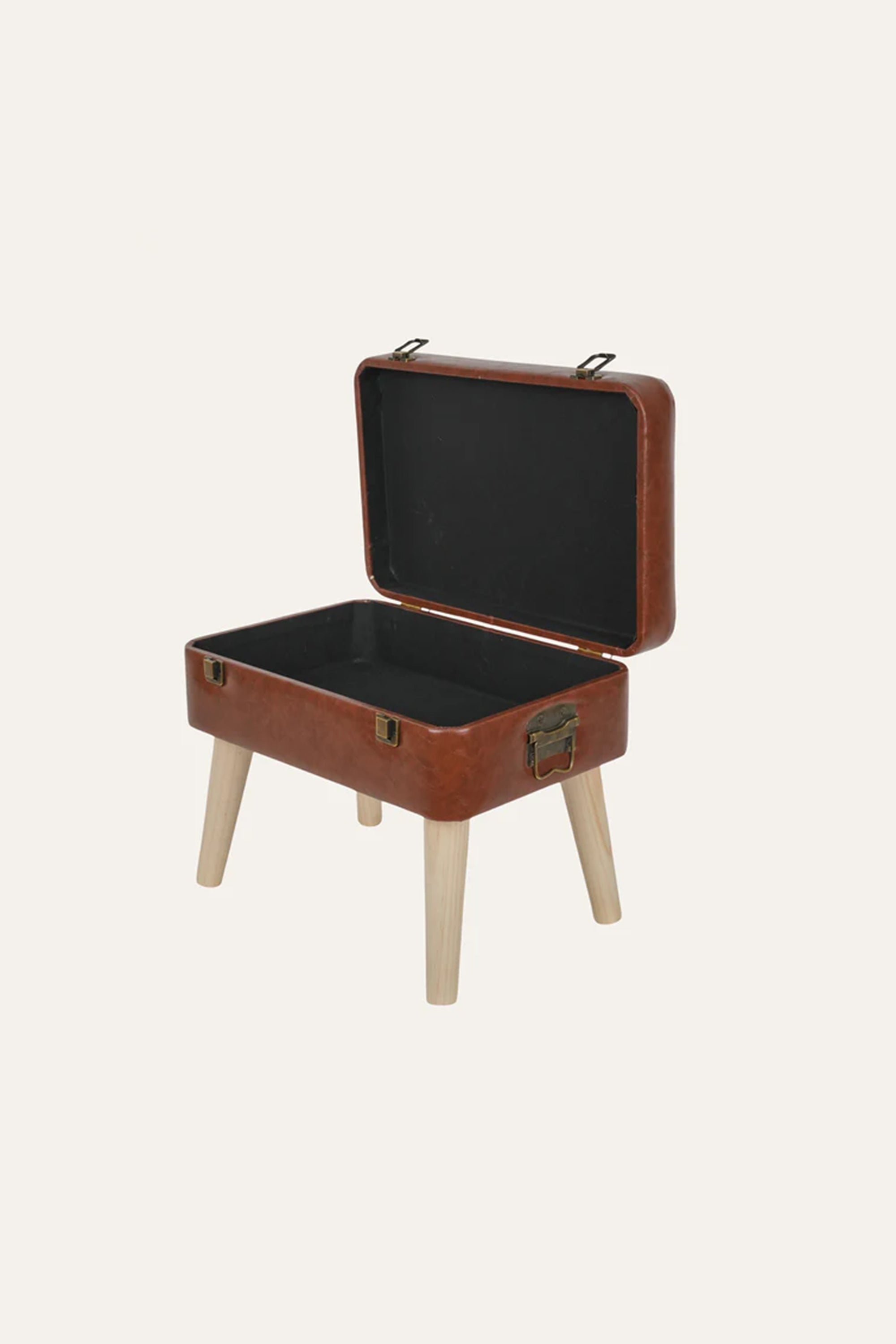 Tan Tufted PU Leather Ottoman Stool – Small