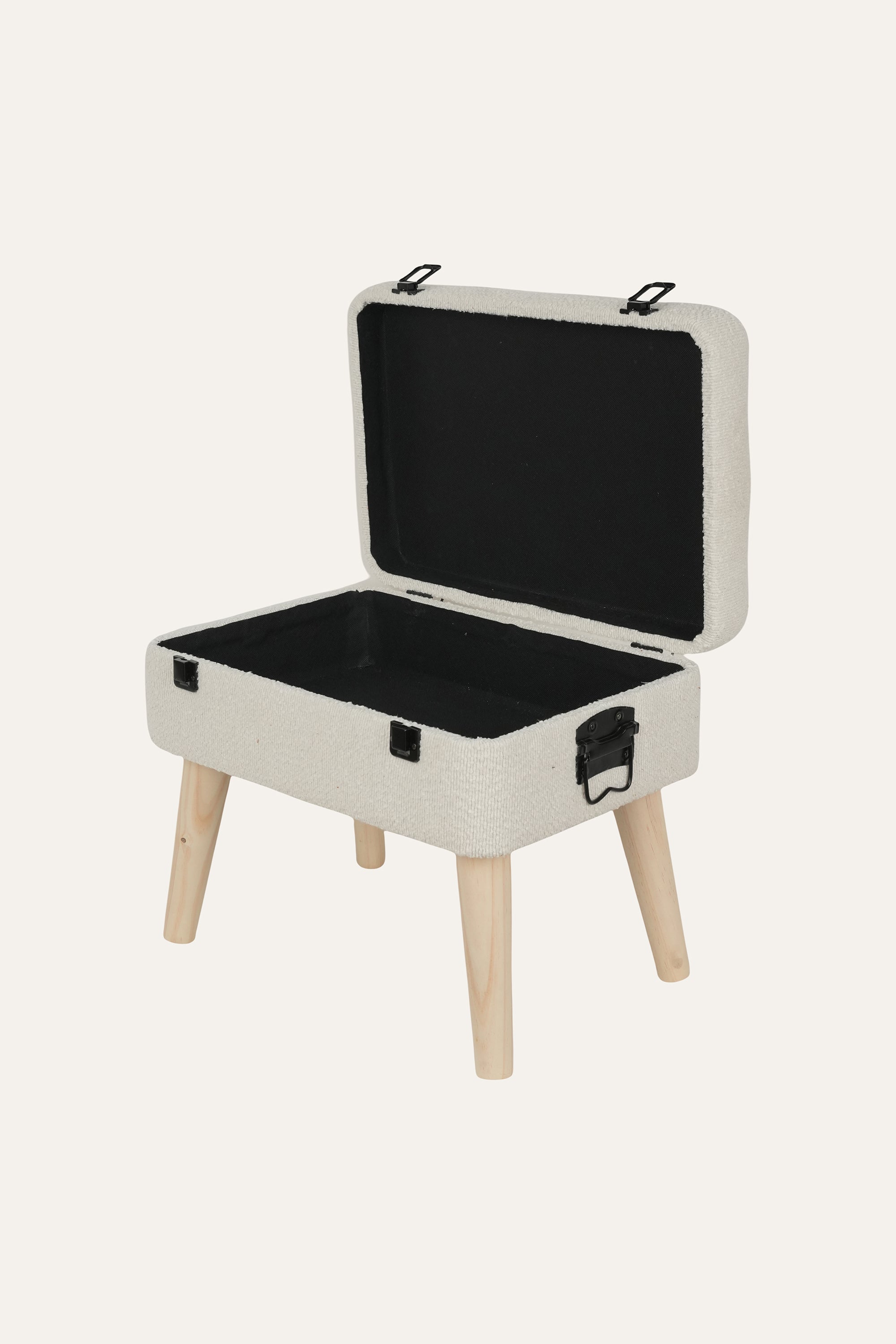 Cream Tufted Flannel Ottoman Stool – Small