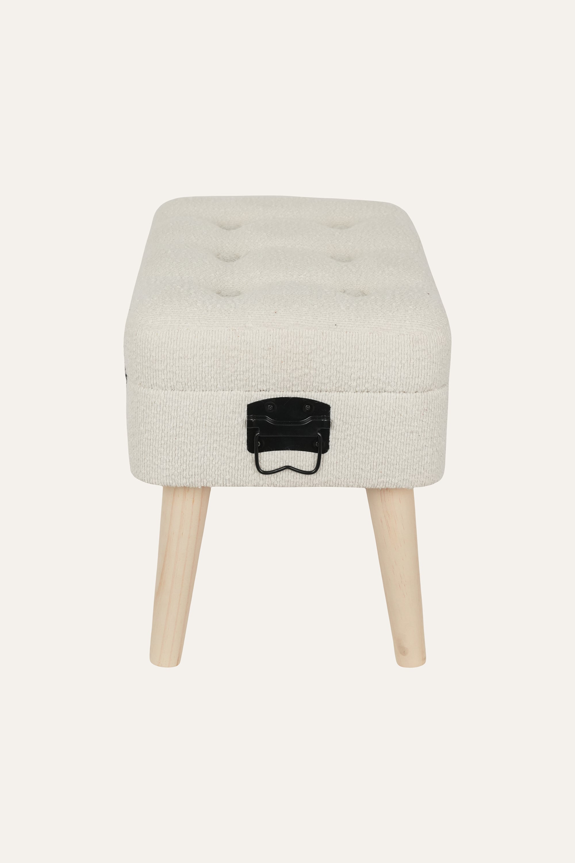 Cream Tufted Flannel Ottoman Stool – Small