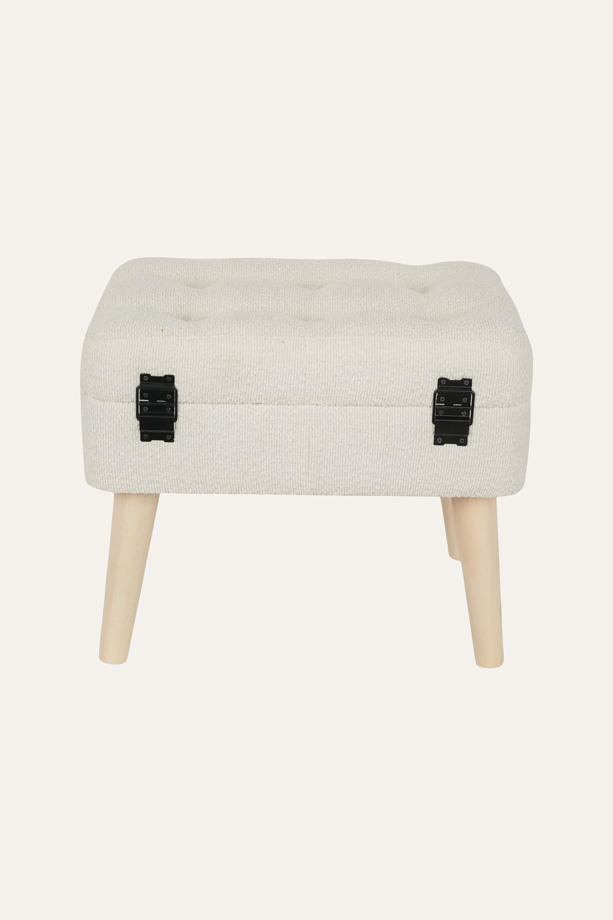 Cream Tufted Flannel Ottoman Stool – Small