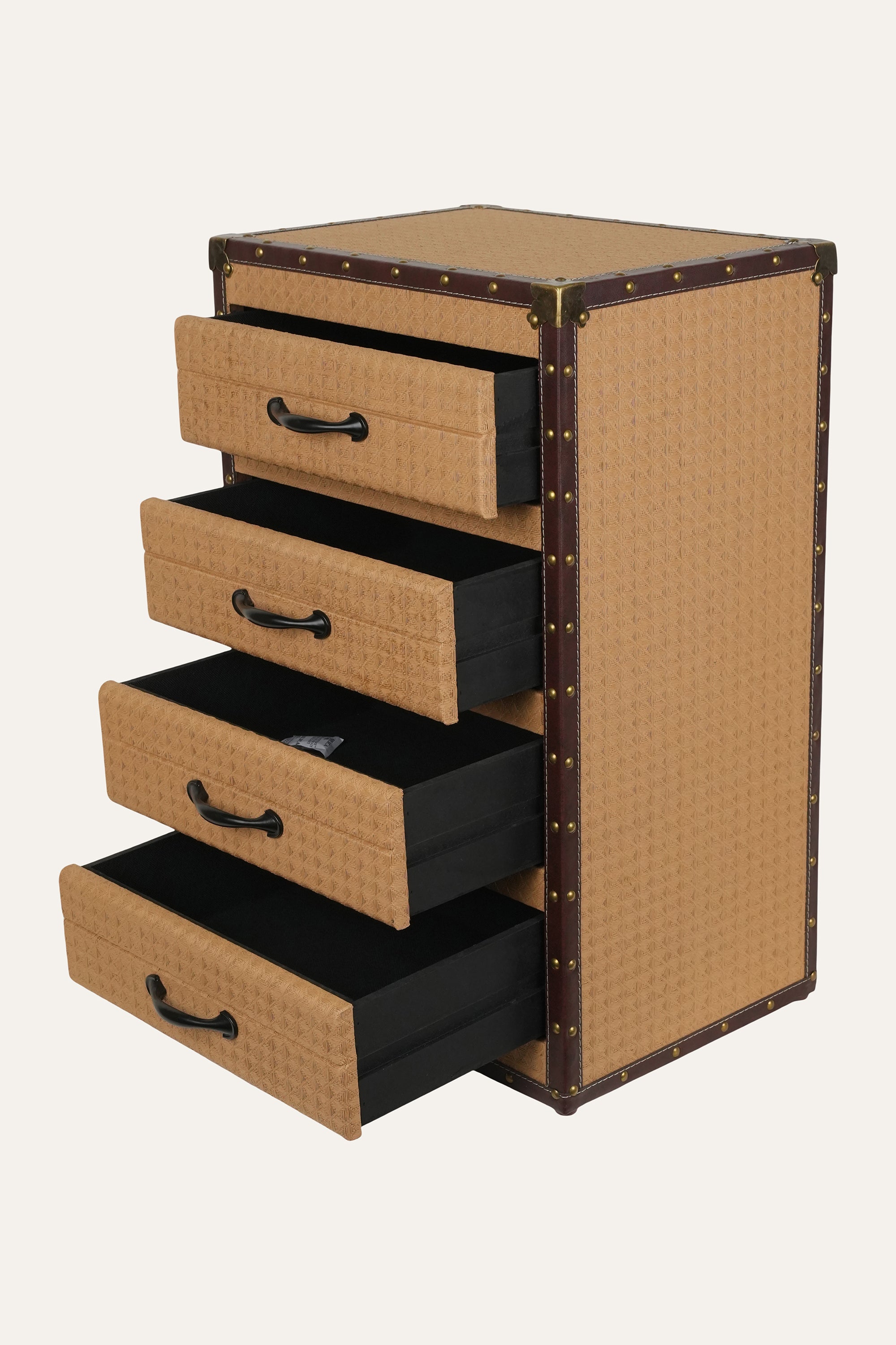 vintage trunk style 4 drawer storage box - open