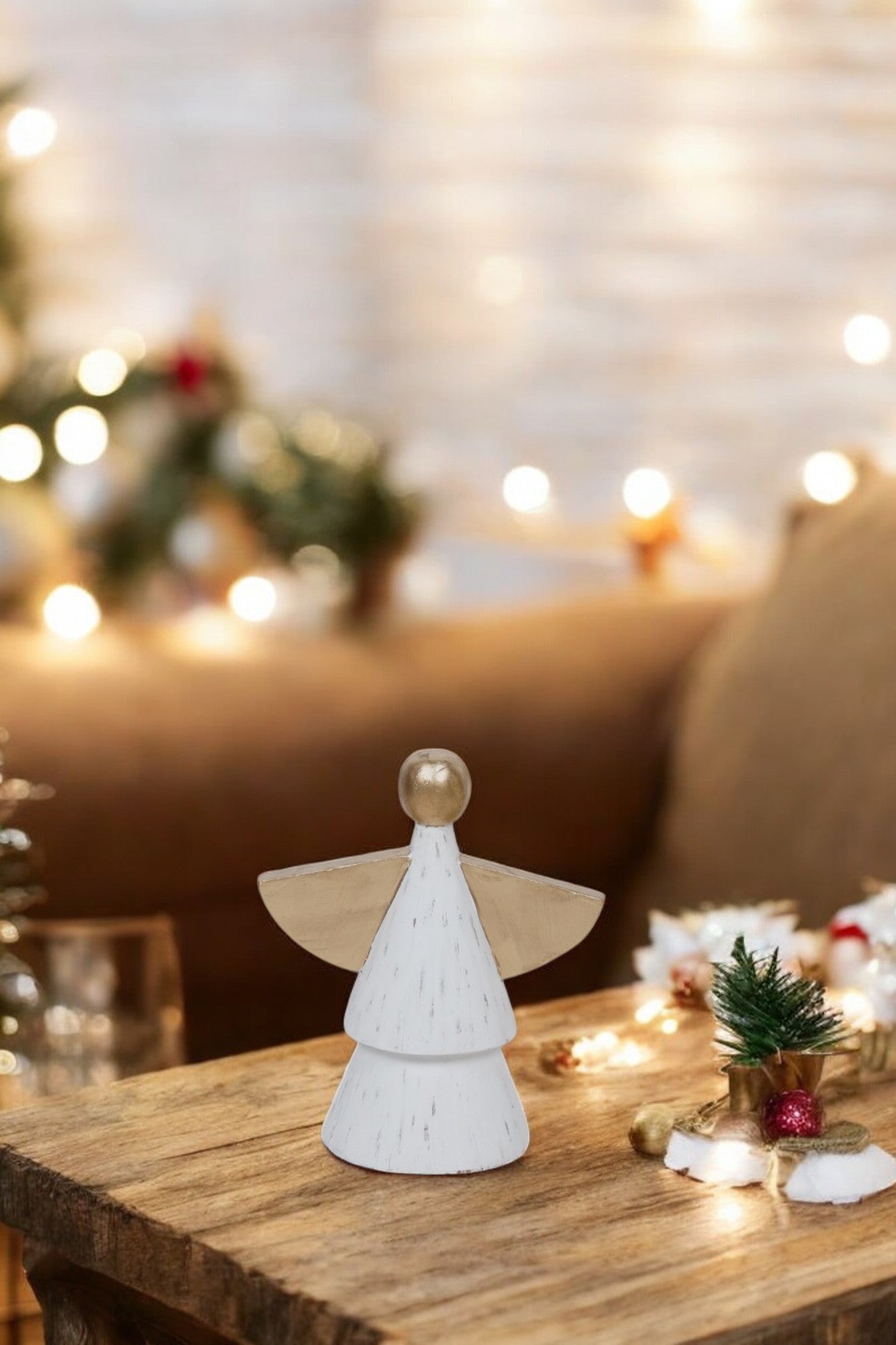 Celestial Guardian - Wooden Angel Christmas Decorations