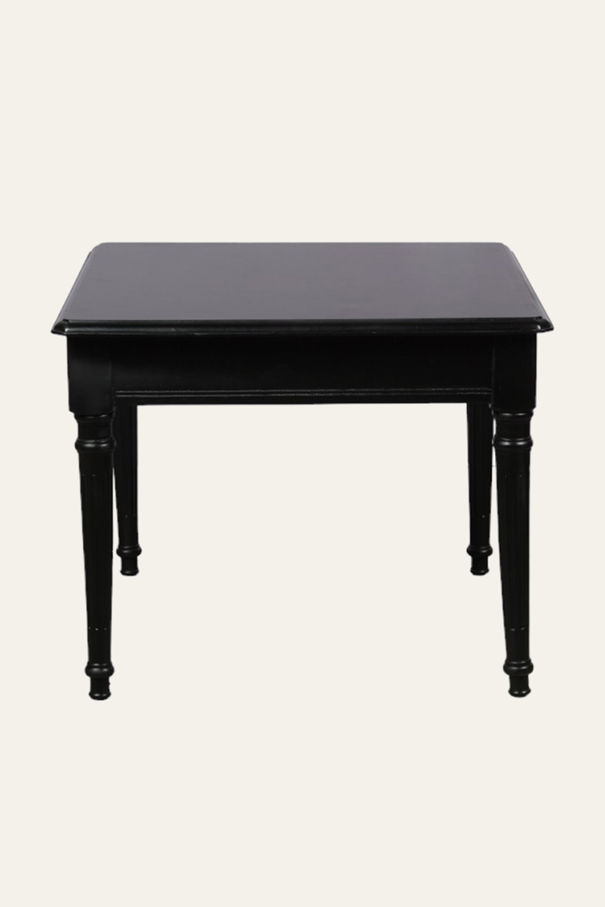 Black Wooden 1-Drawer Bedside Table with Turned Legs