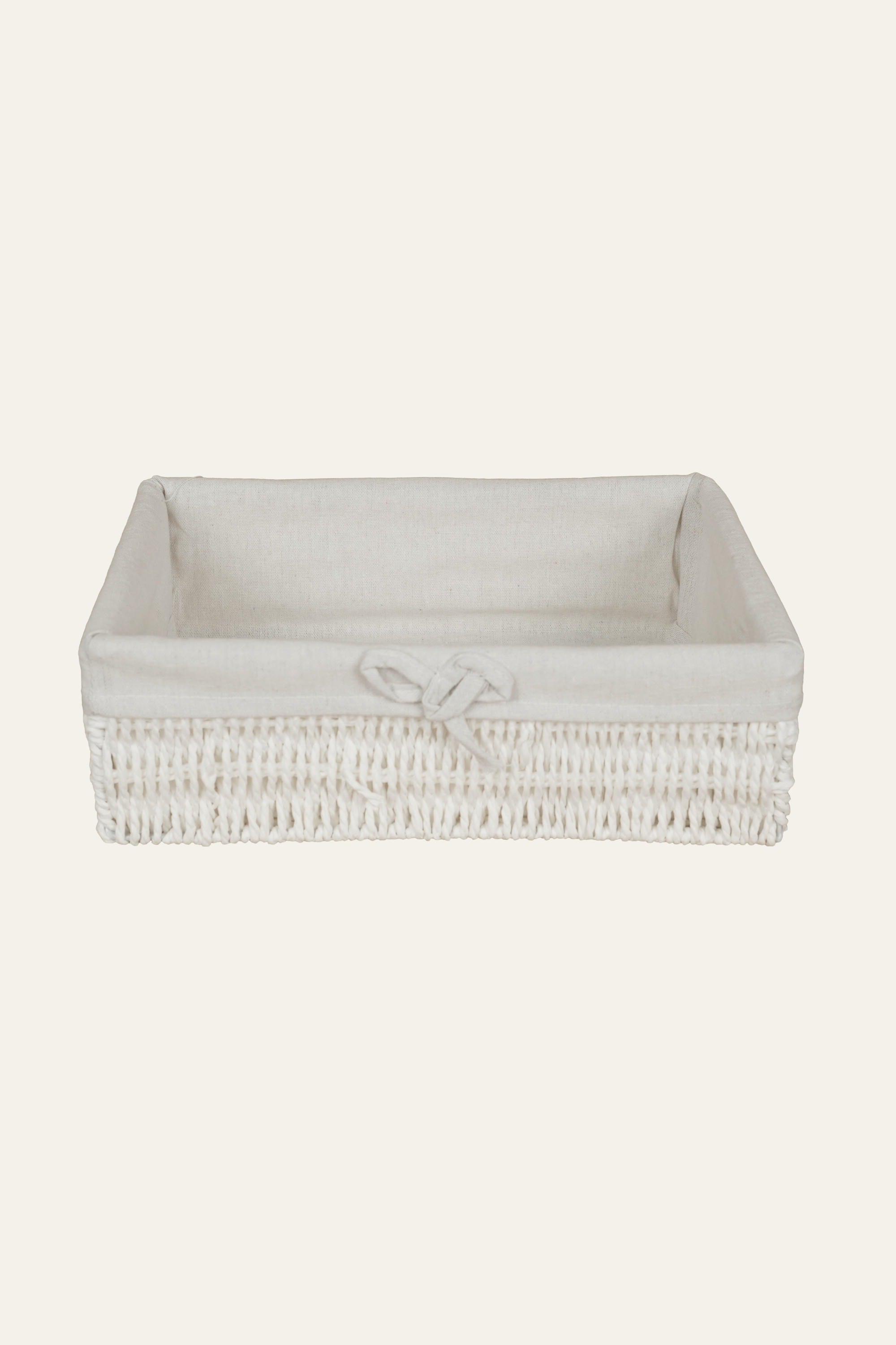 White Woven Trinket Basket - Medium