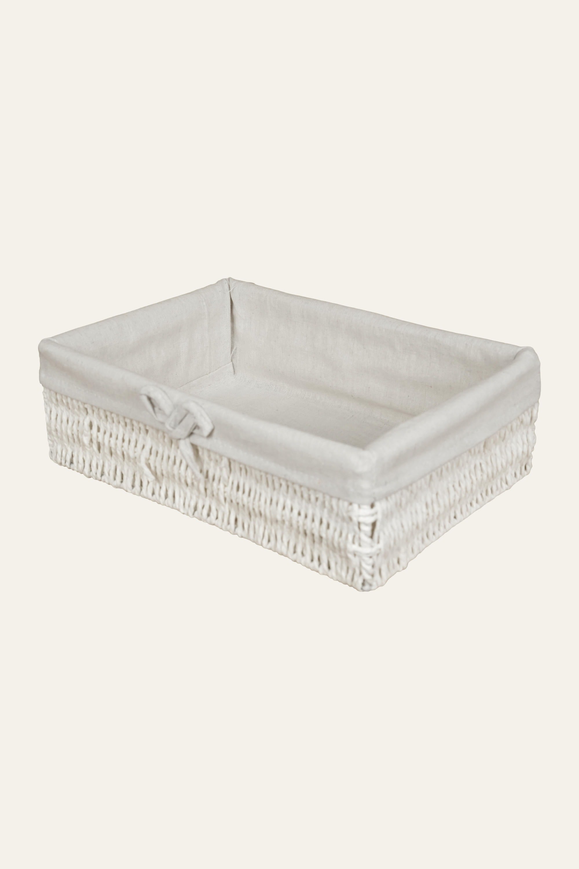 White Woven Trinket Basket - Medium