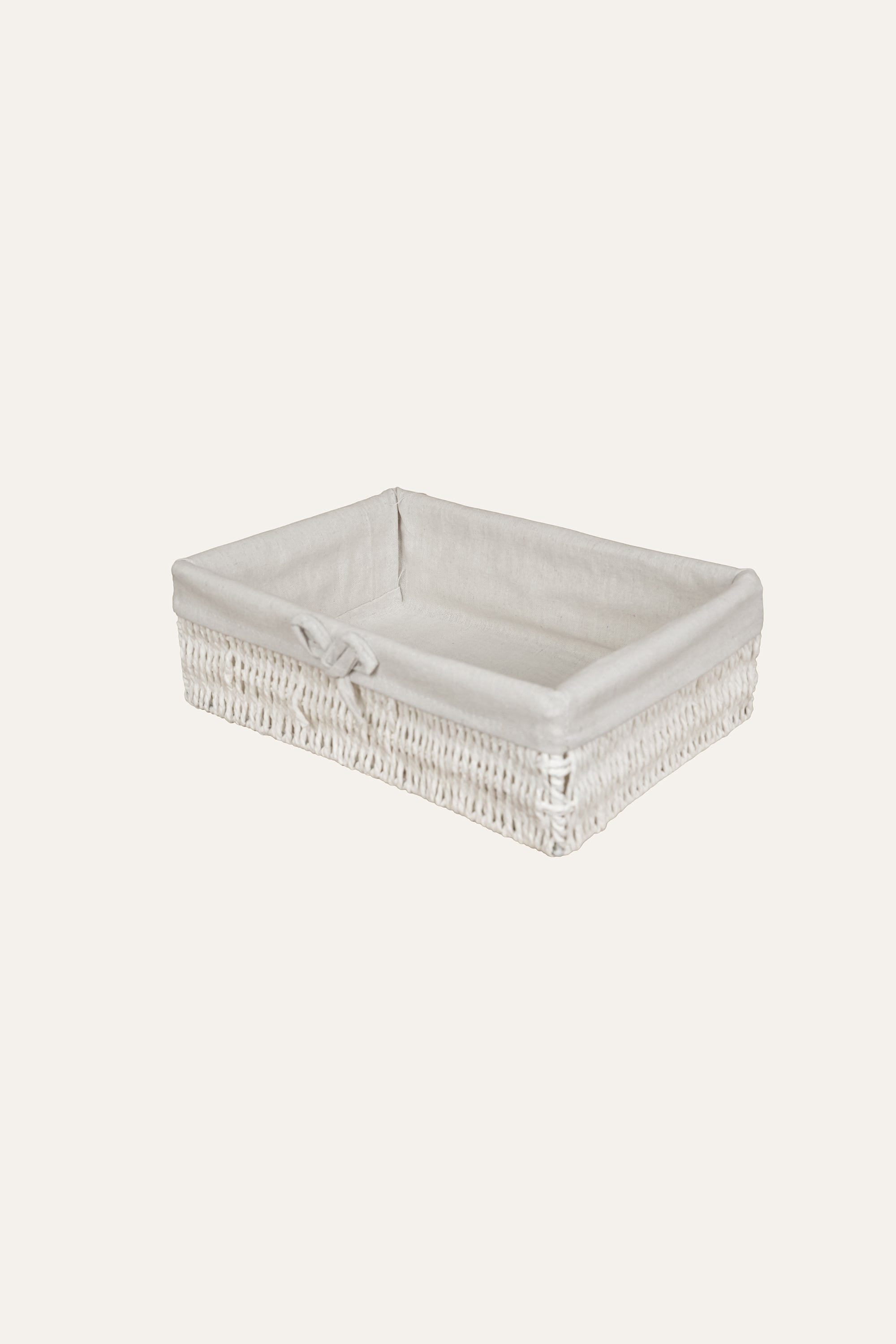 White Woven Trinket Basket - Medium