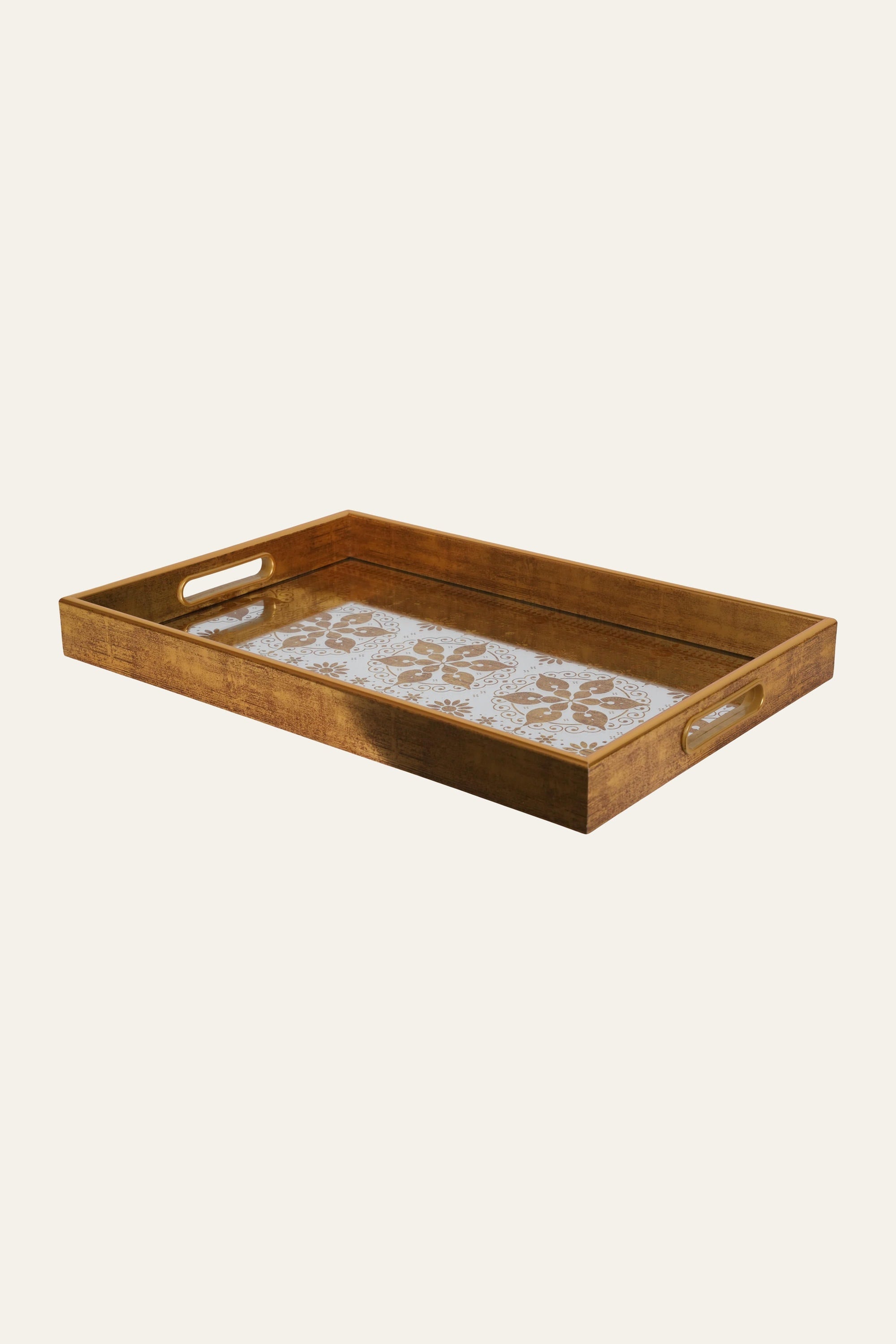 Rectangular Floral Glass Tray - Small