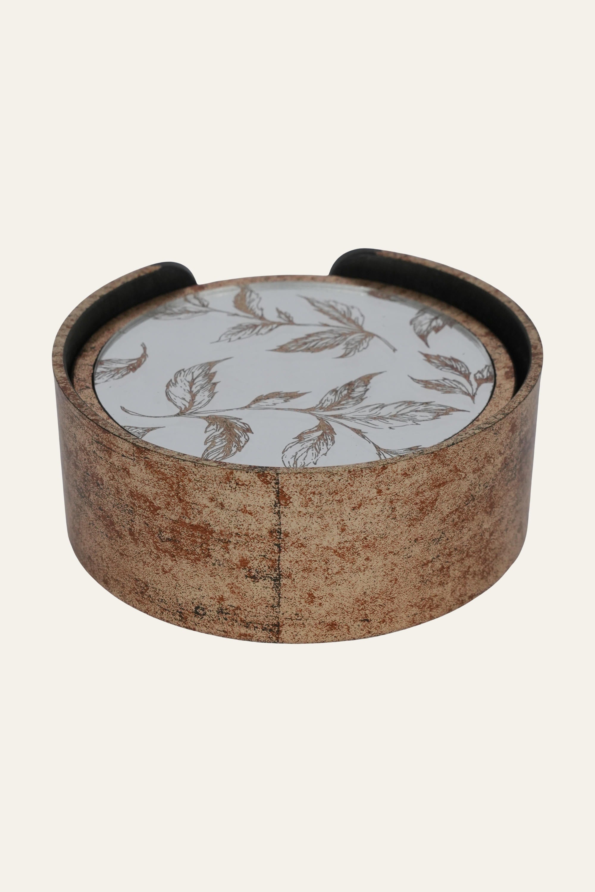 Etched Leaf Mirrored Coaster