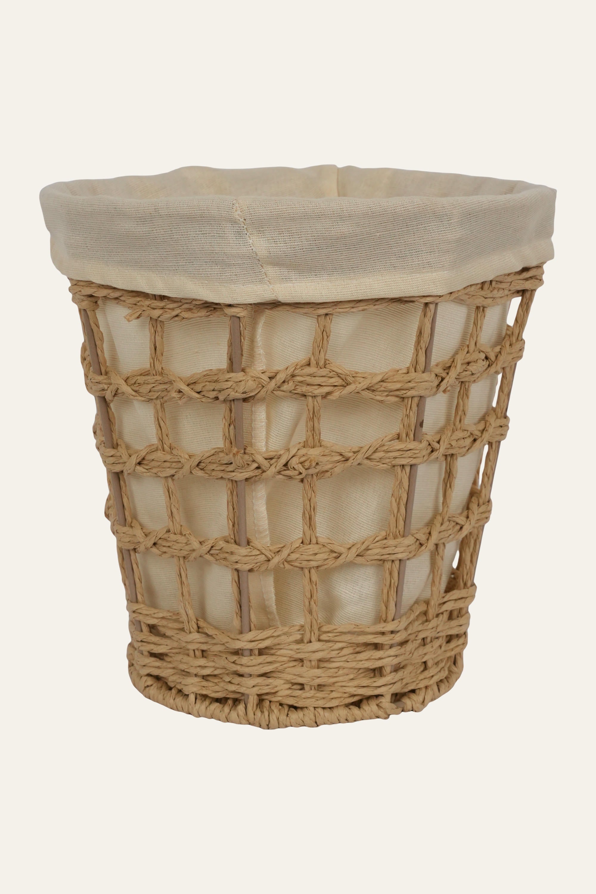 Woven Paper Storage Basket with Fabric Liner