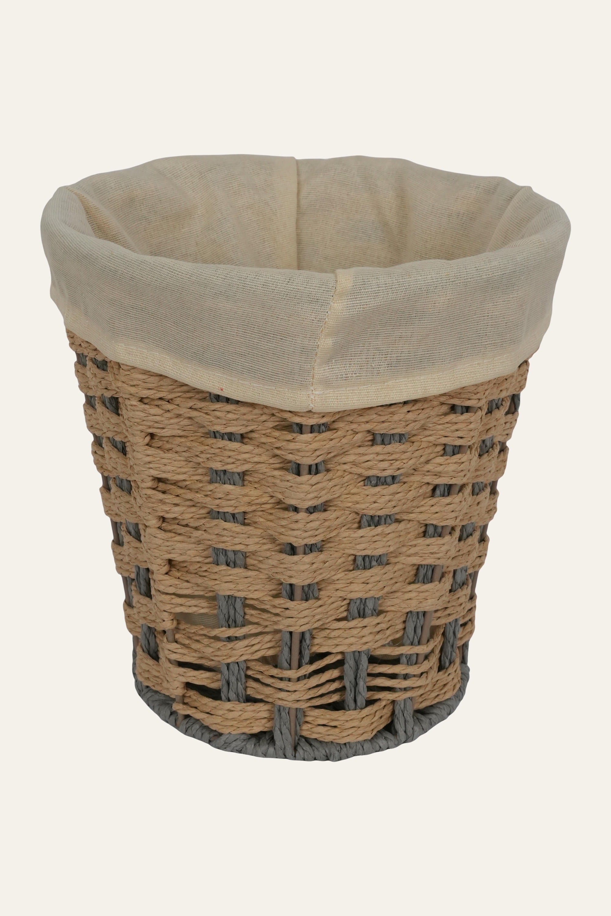 Two-Tone Woven Basket with Cotton Liner