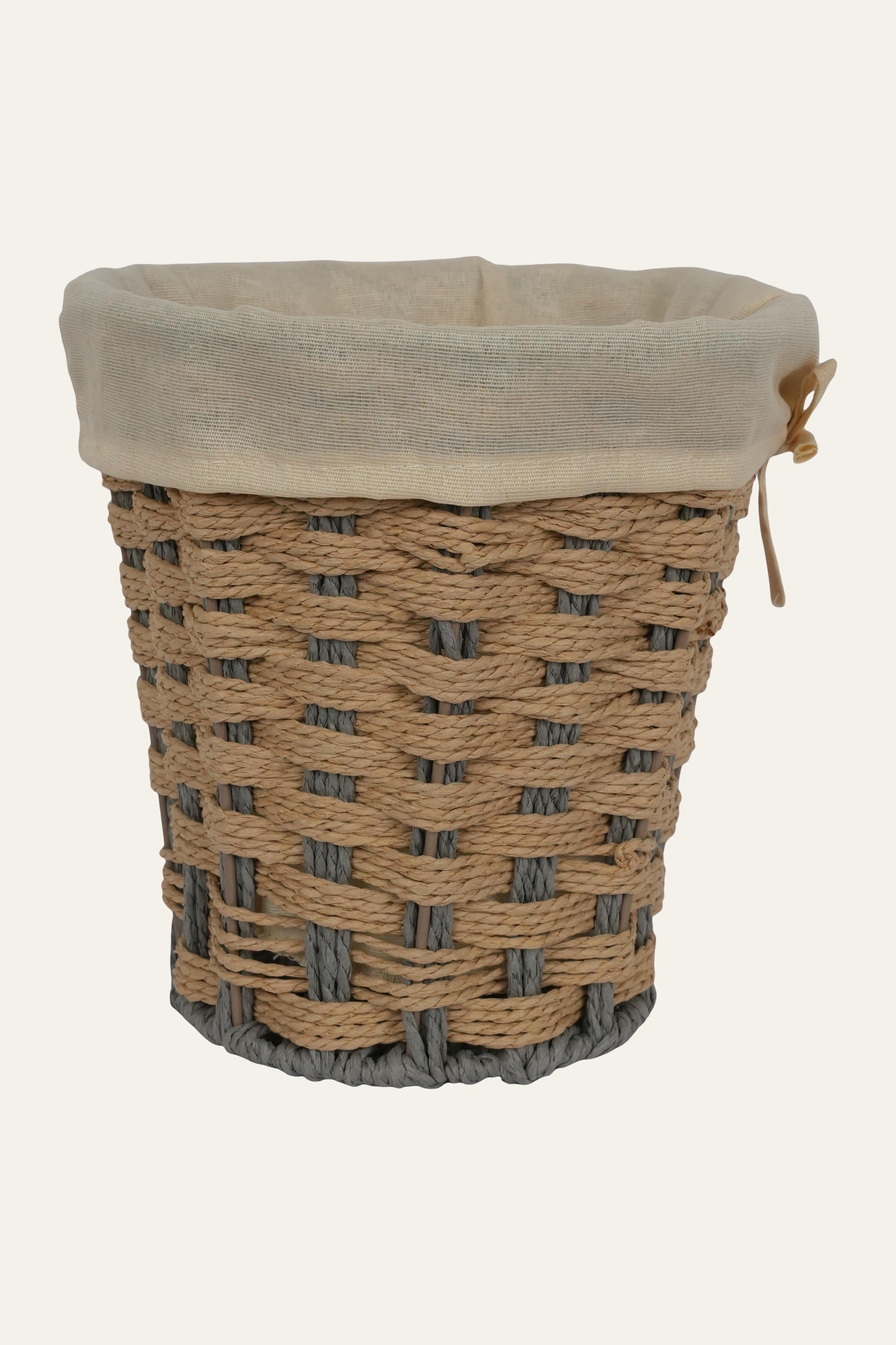 Two-Tone Woven Basket with Cotton Liner
