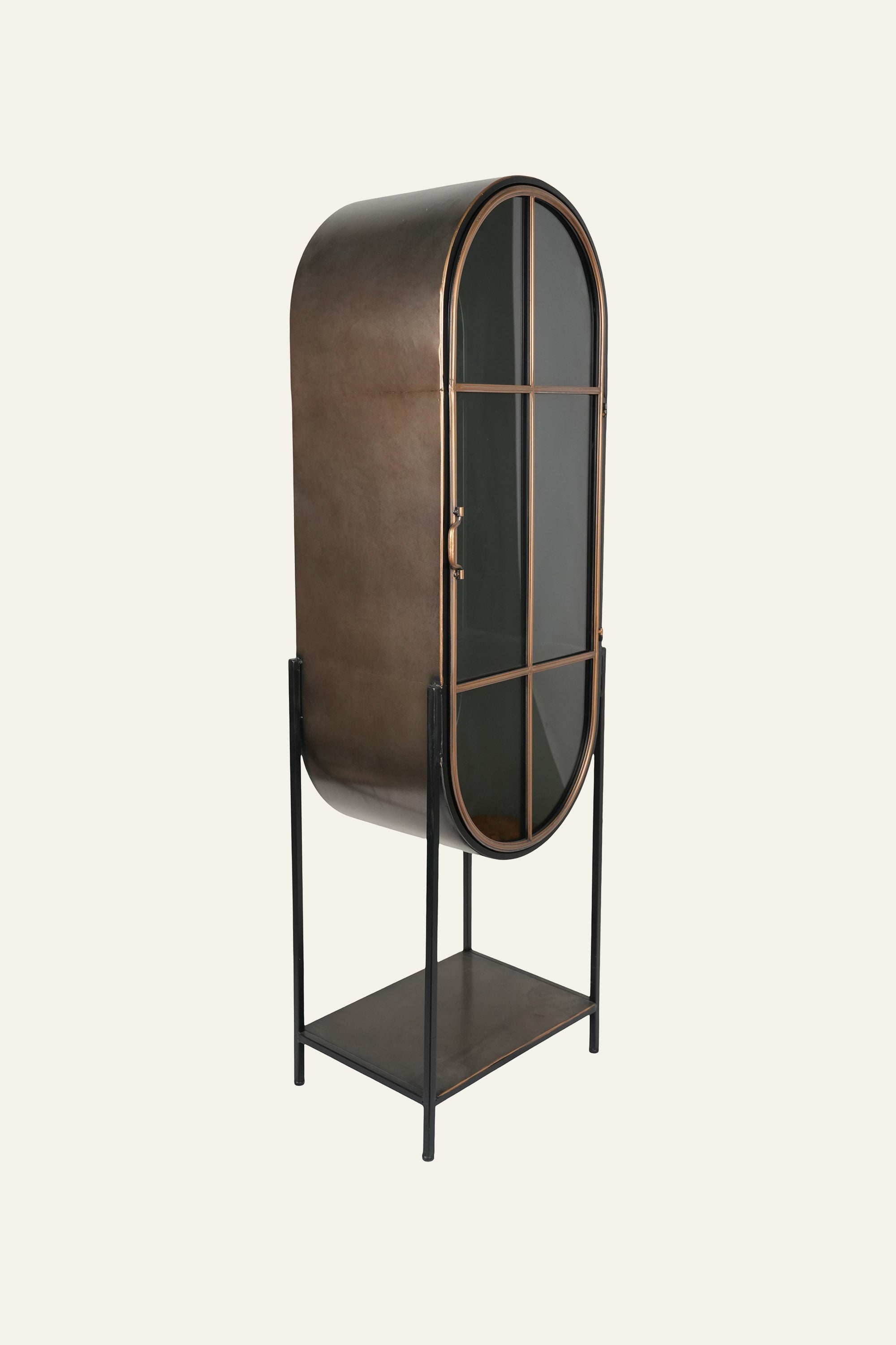 Black Arched Metal & Glass Curio Display Cabinet