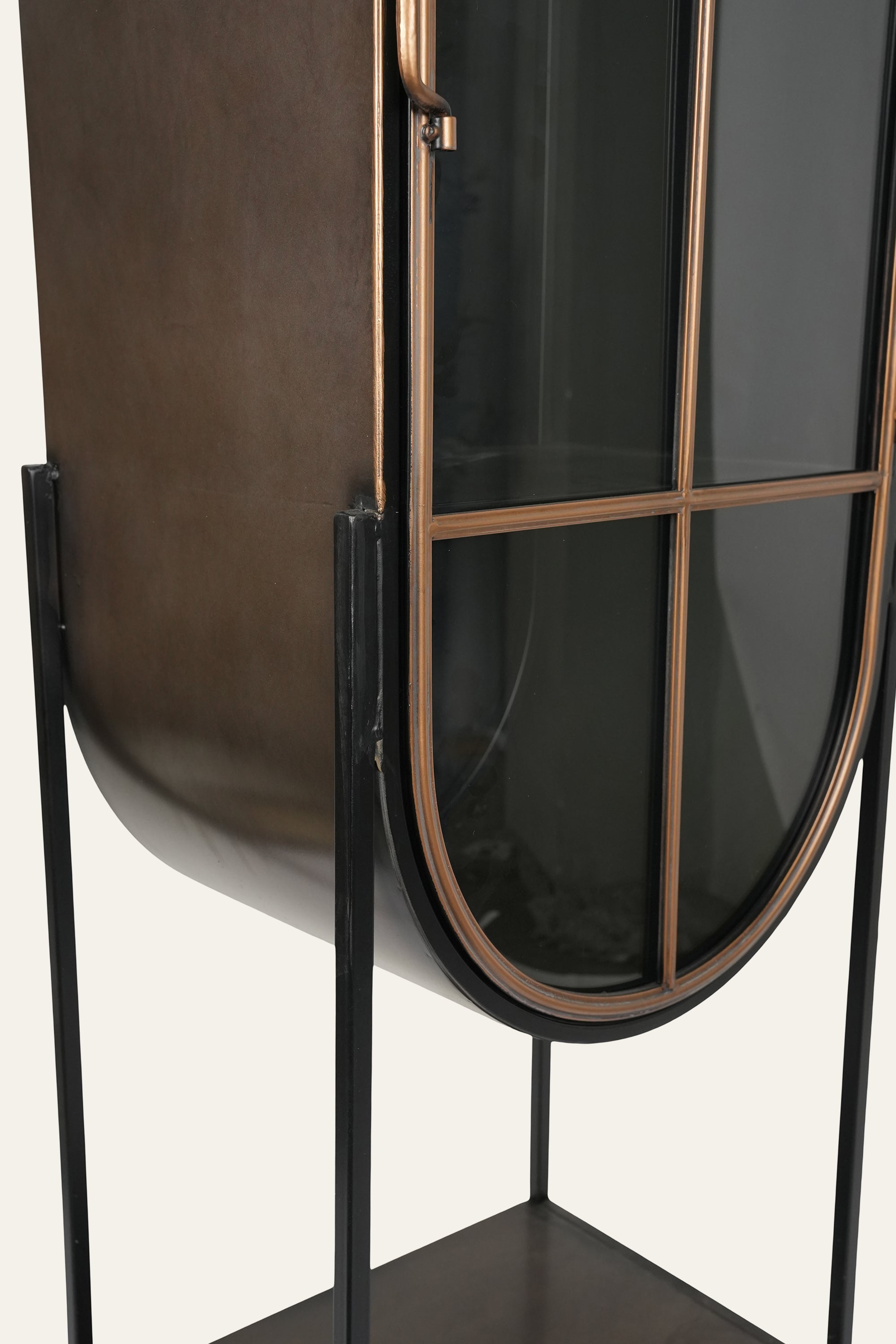 Black Arched Metal & Glass Curio Display Cabinet
