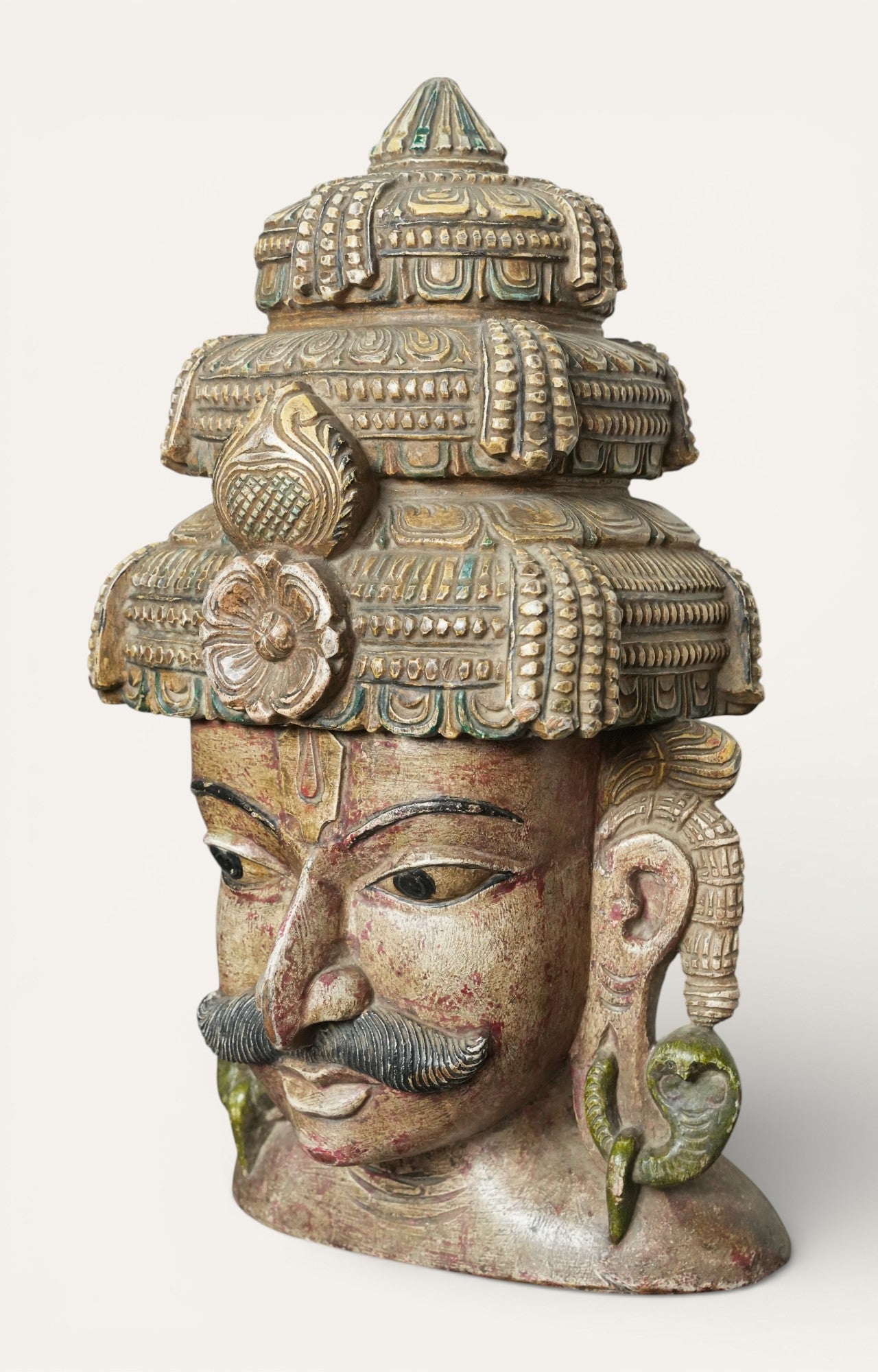 Handcrafted Temple-Style Wooden Mirror Frame