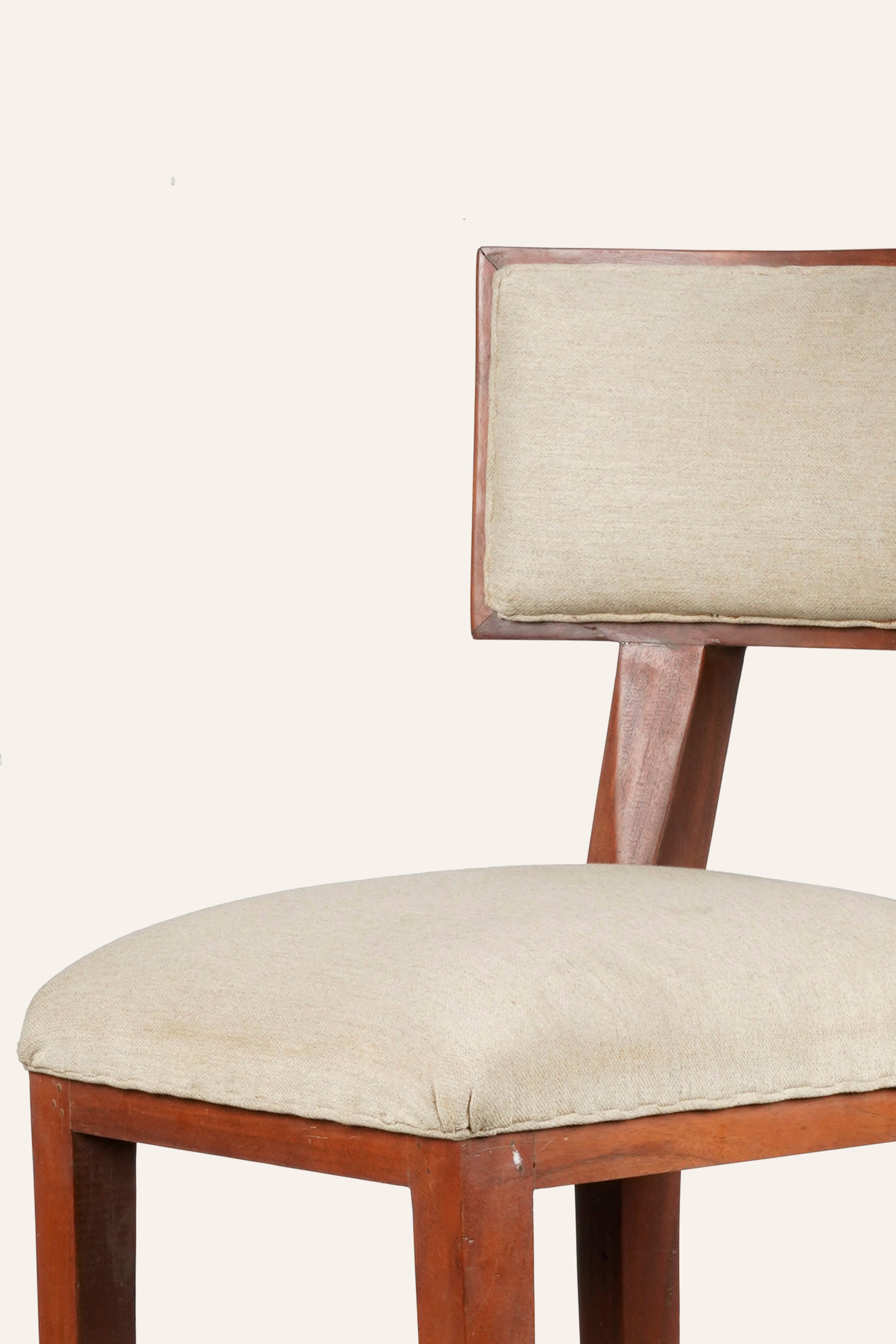 Classic Wood Bar Chair with Beige Upholstered Seat