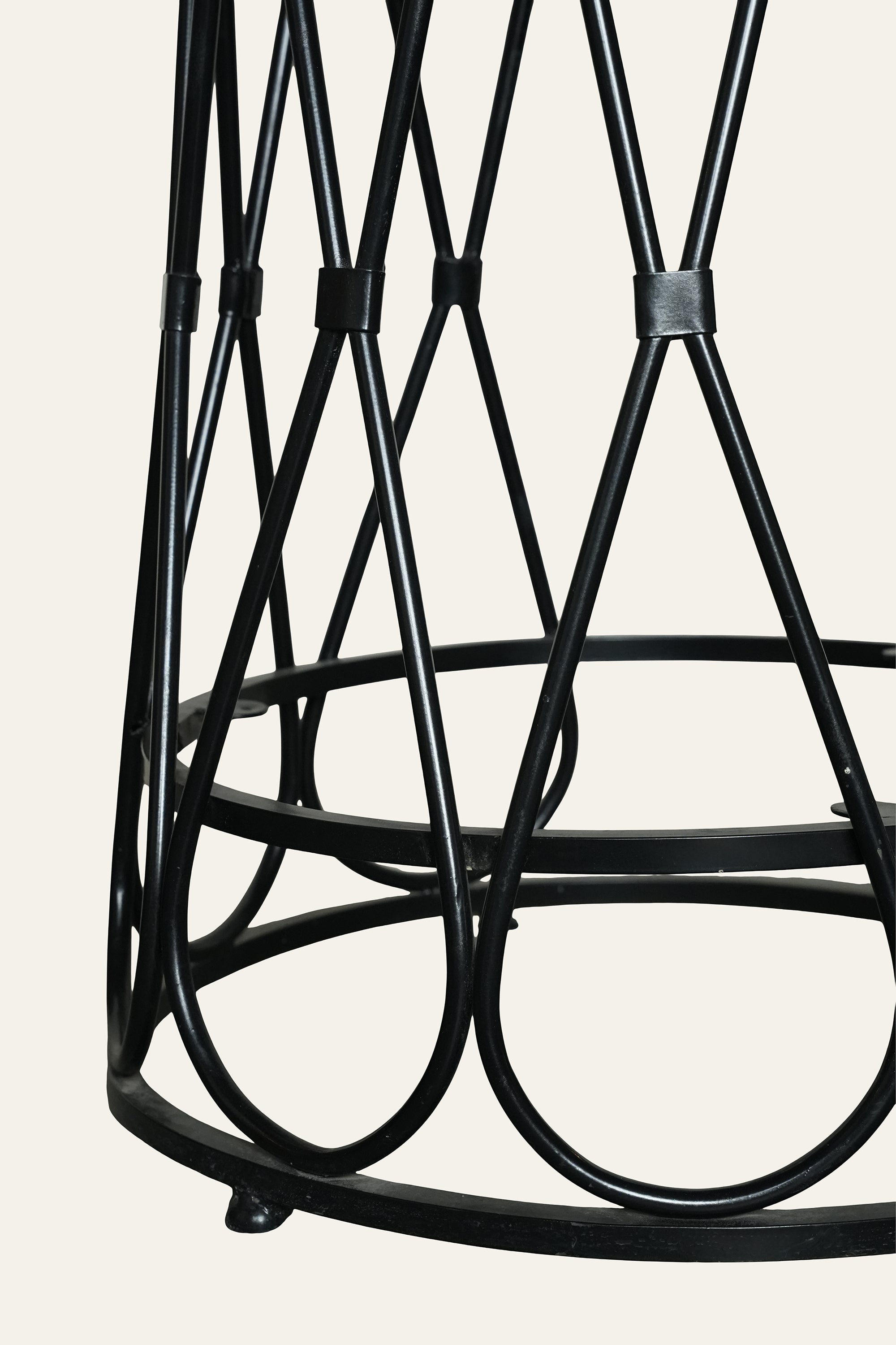 Modern Round Marble Side Table with Interlocking Loop Base