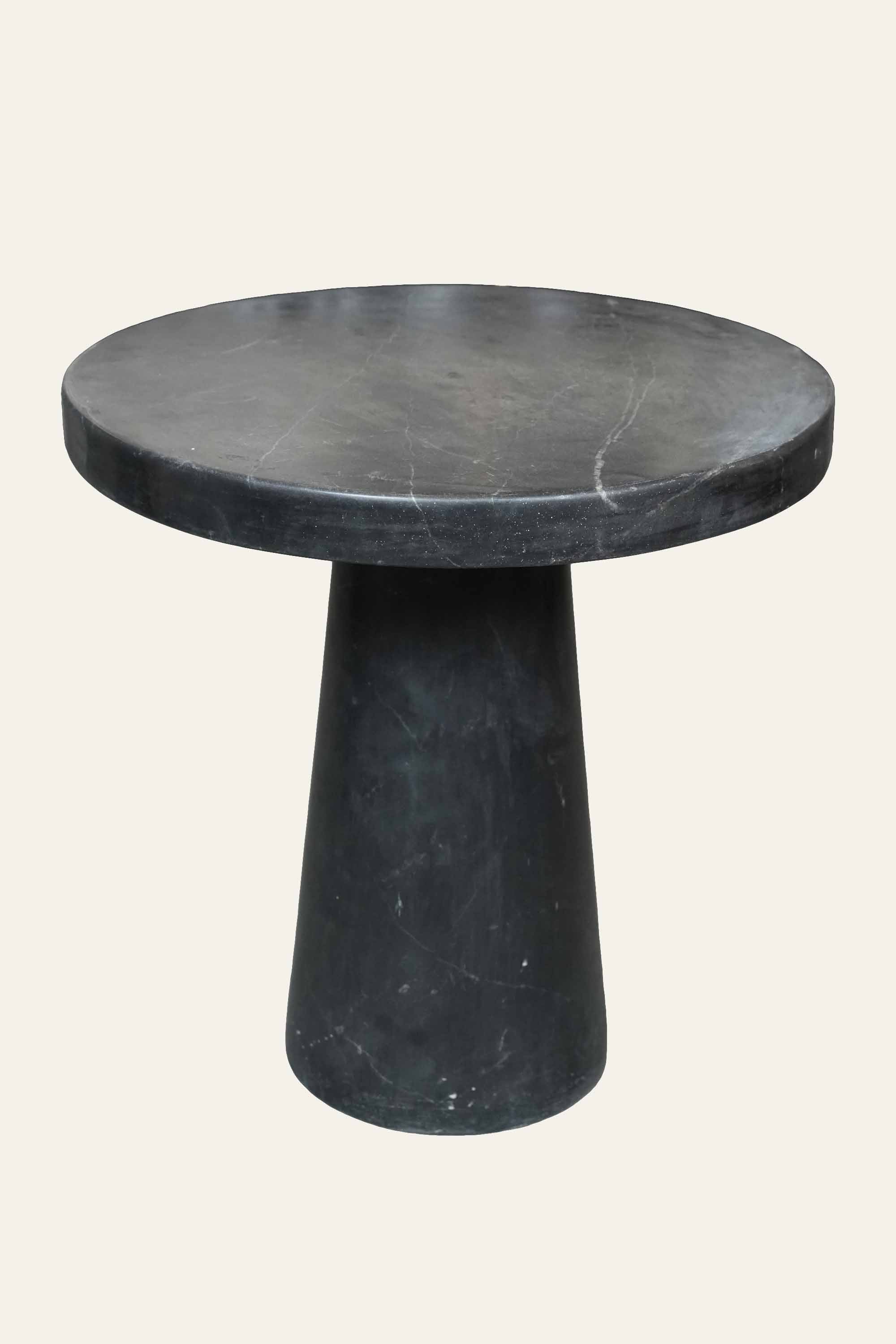 Black Marble Pedestal Side Table