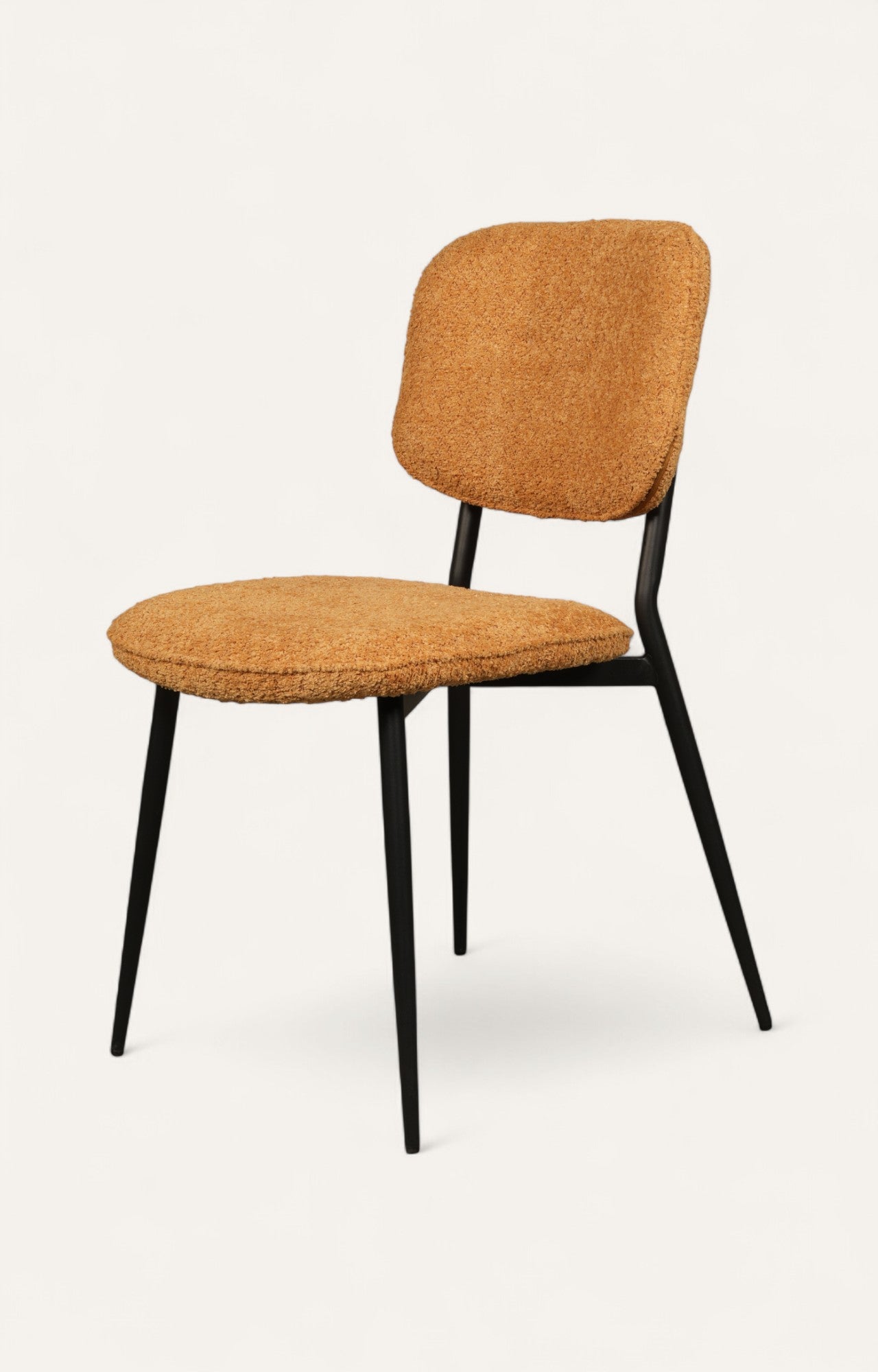 Mid-Century Upholstered Dining Chair in Camel