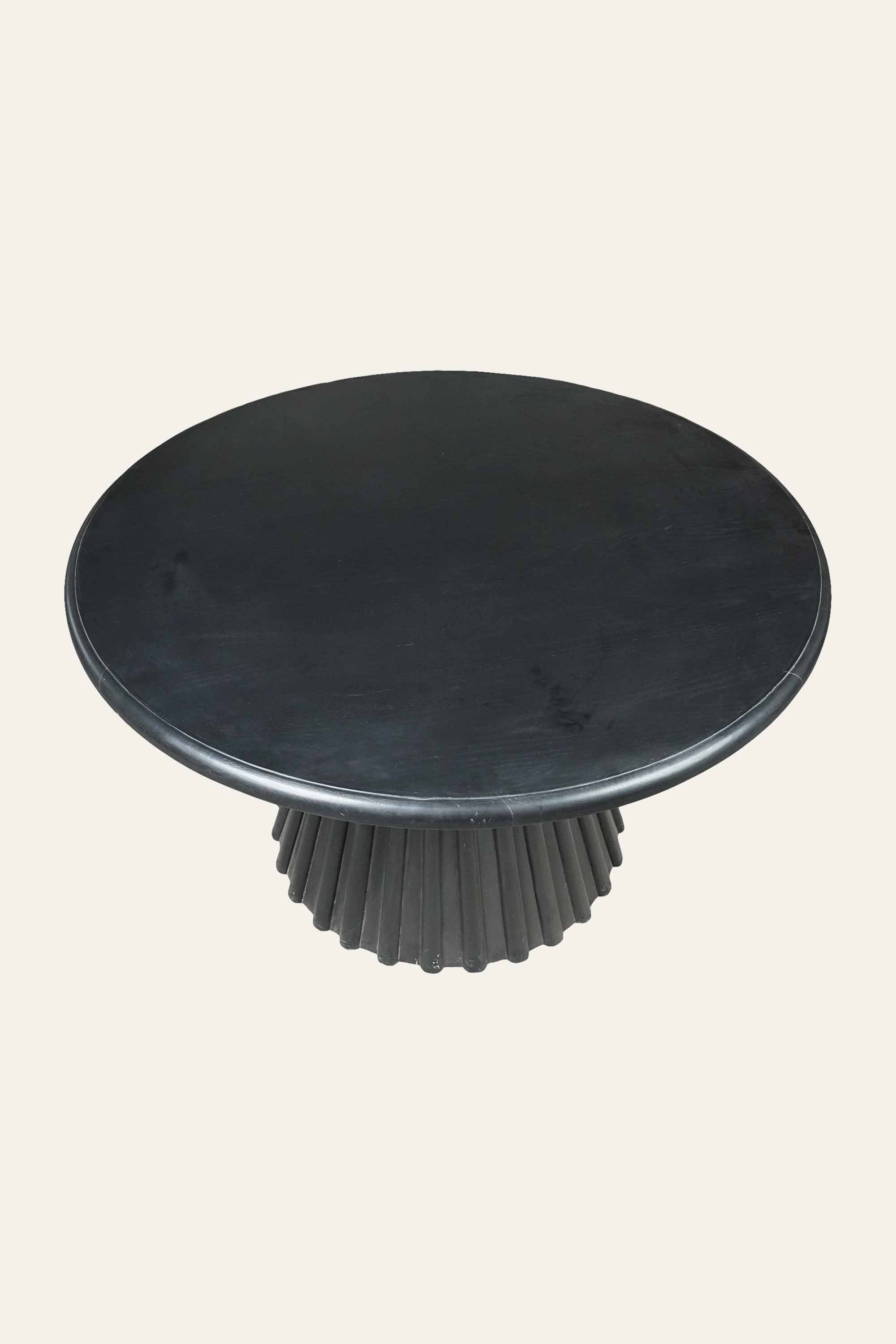 Black Round Fluted Pedestal Dining Table for Dining Corners