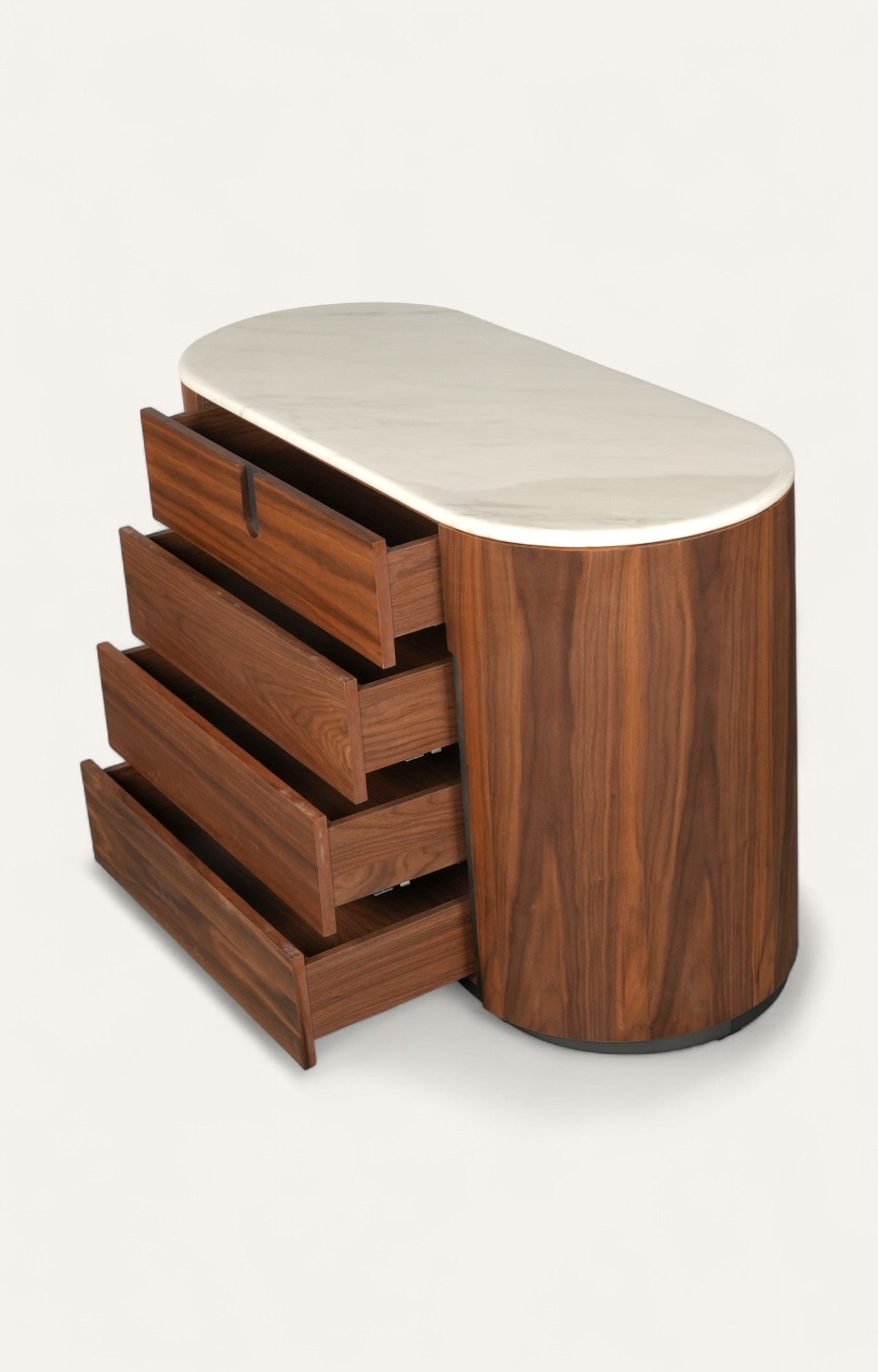 Oval Walnut Sideboard with Marble Top