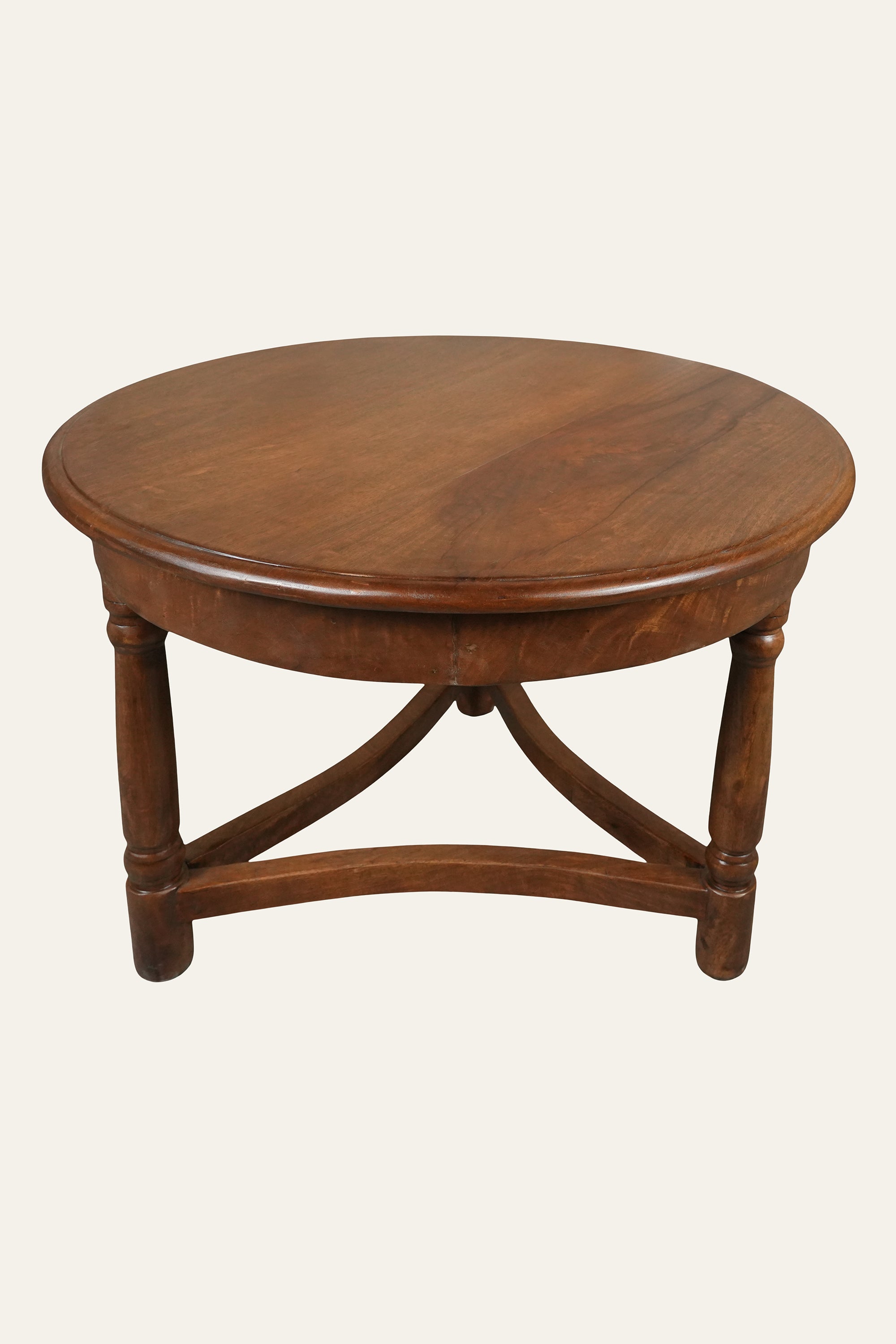 Round Wooden Cross Base Side Table