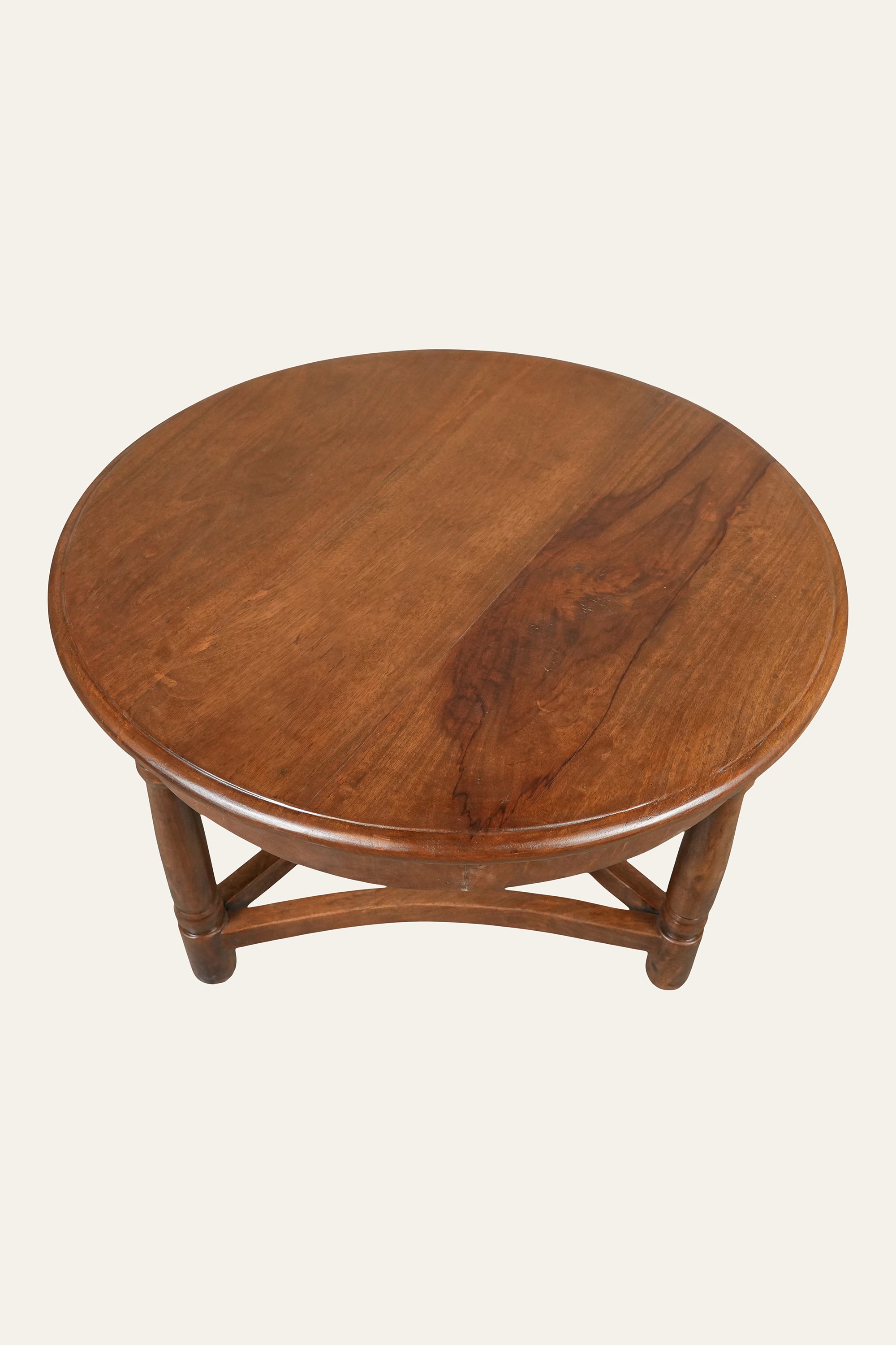 Round Wooden Cross Base Side Table