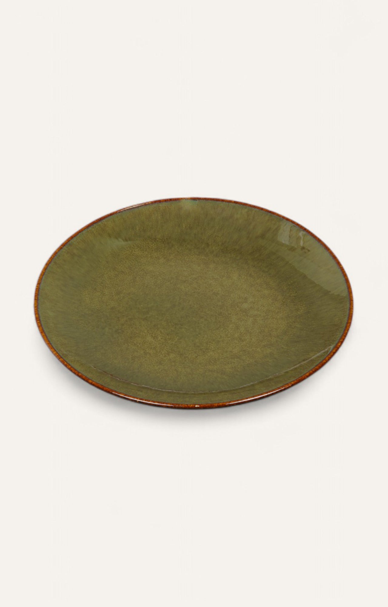 Rust-Edged Olive Ceramic Plate