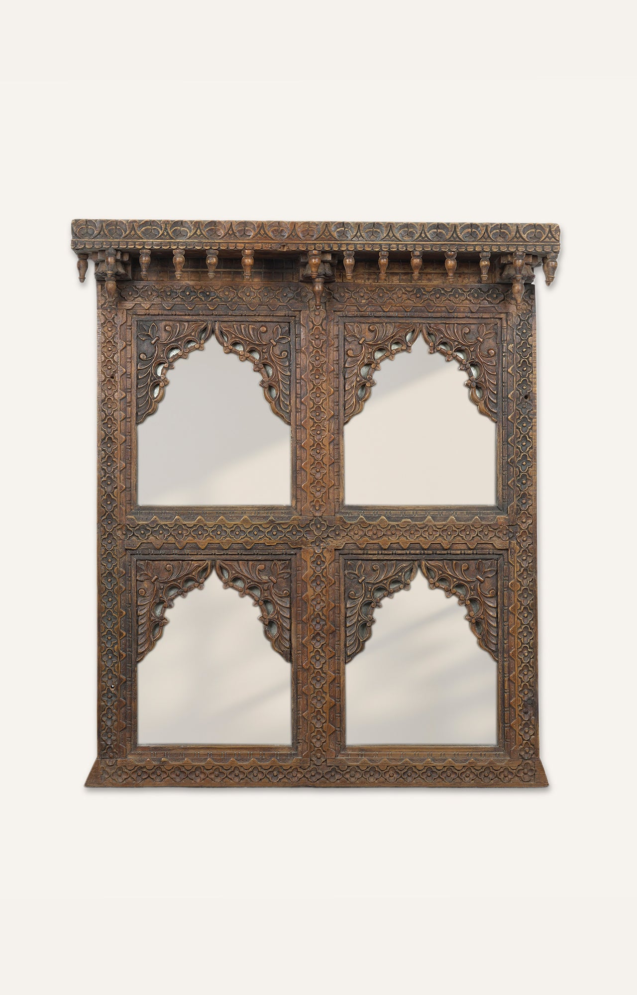 Handcarved Arch Mirror with acacia wood